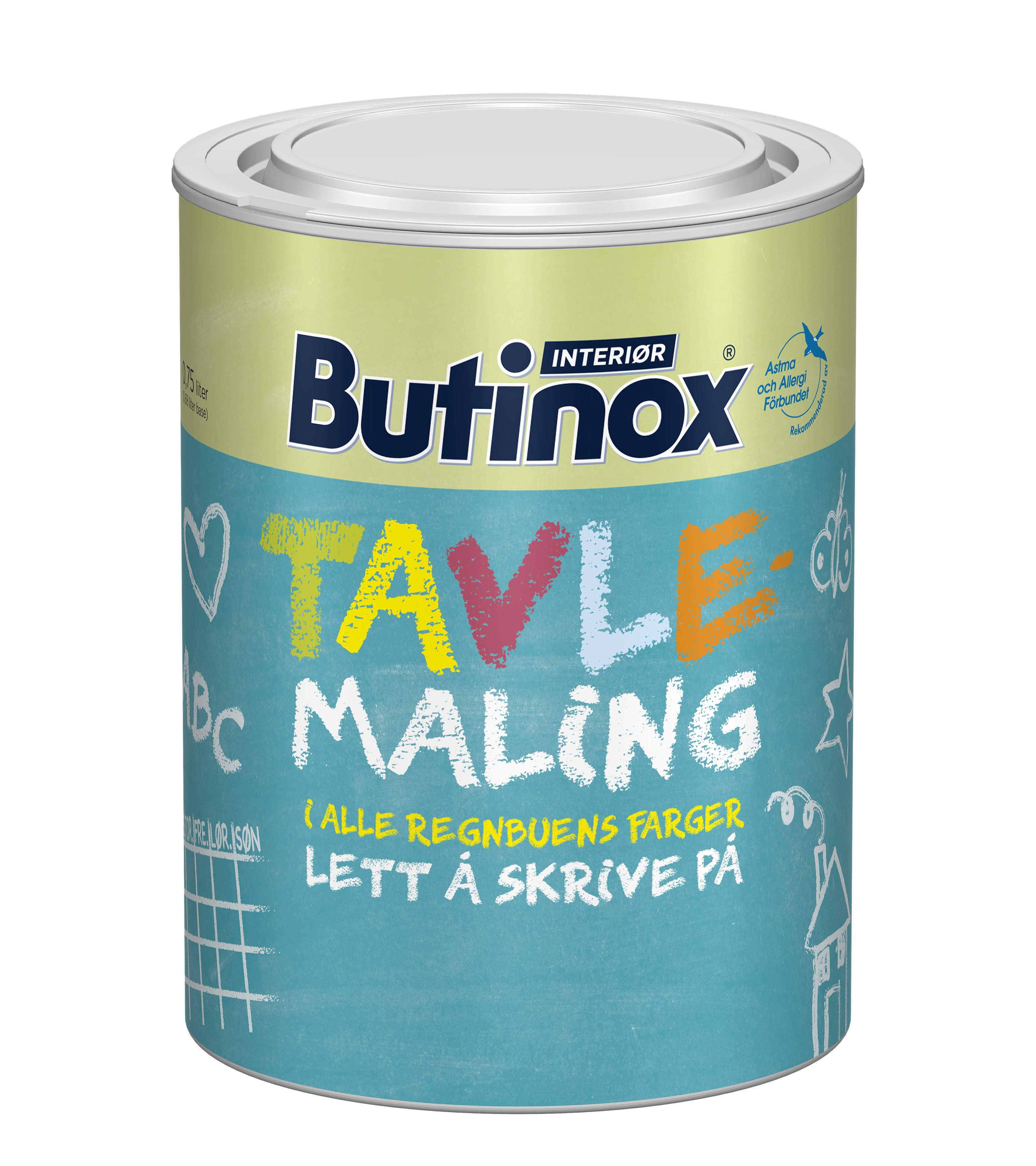 Butinox Interiør sin nye tavlemaling kan brekkes i mange ulike farger.