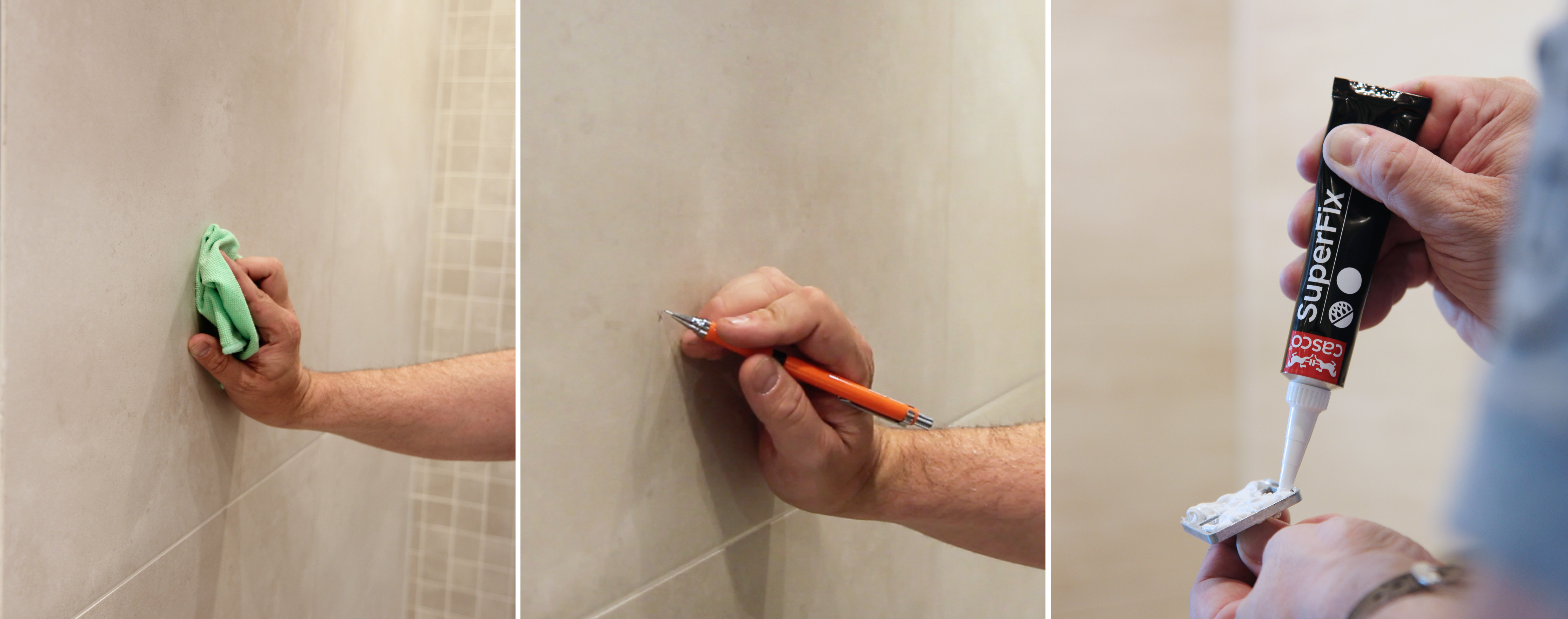 FORARBEID: 1. Rengjør, 2. Planlegg og 3. Påfør lim.