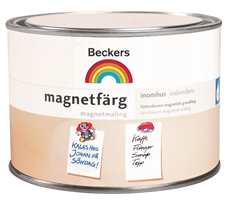 BECKERS MAGNETMALING: En vanntynnbar maling som gjør at magneter får feste på den malte flaten. Overmales med tavlemaling for å få en magnetisk tavleoverflate.