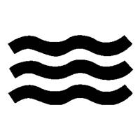 Tre bølger betyr at tapetet kan vaskes med mildt såpevann.