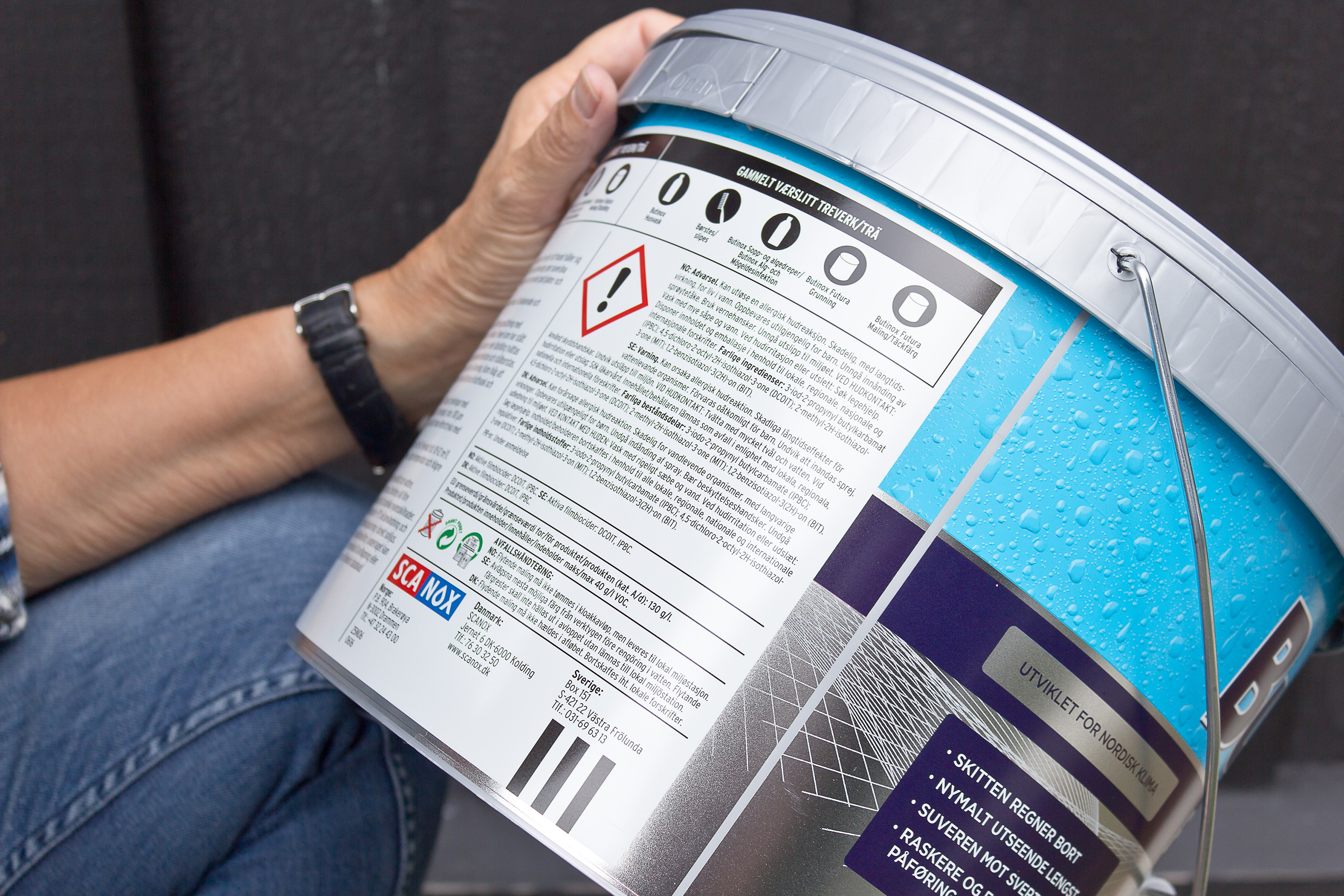 bruksanvising på spann med maling