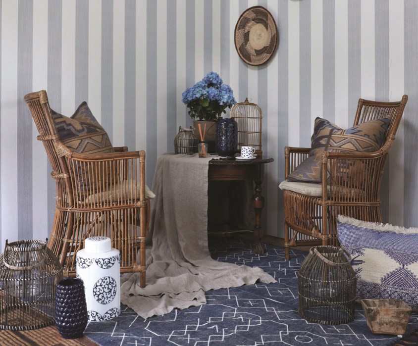 Landlig blå veggplater