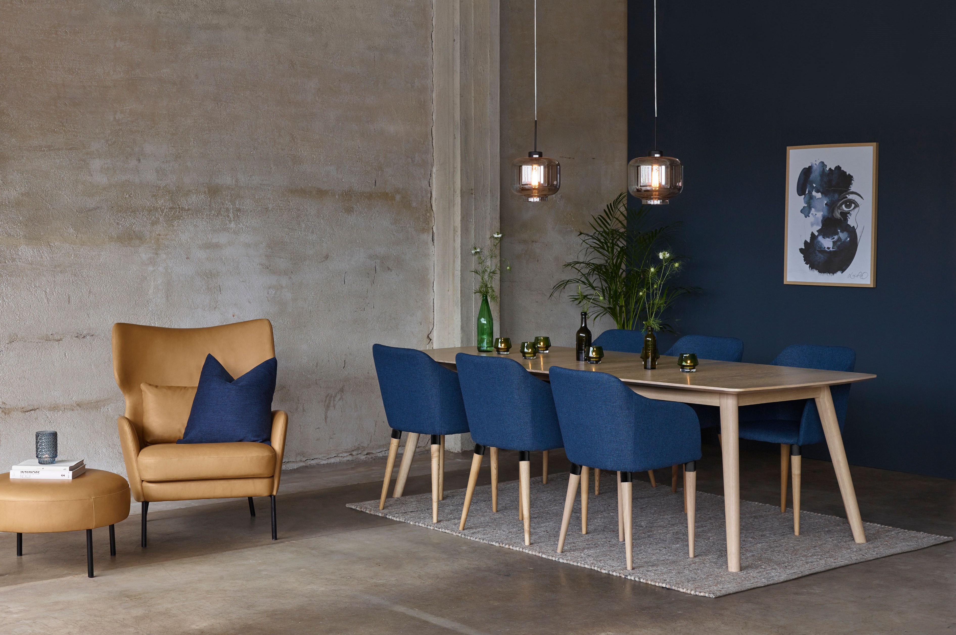 Moderne blått interiør