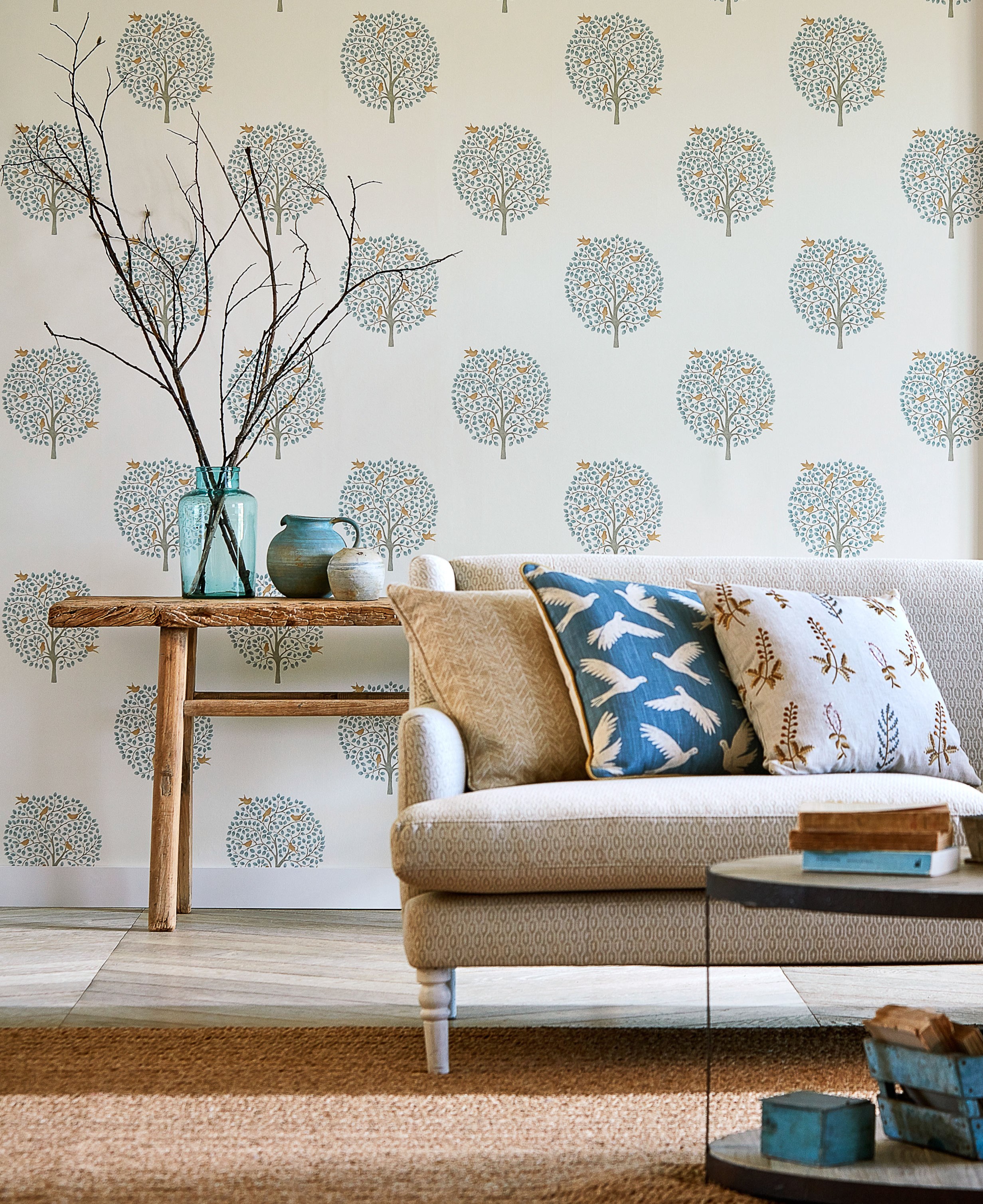 Skandinavisk blått interiør