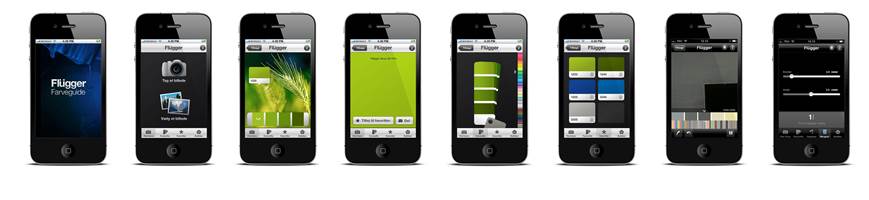 Mobilen er ditt nyeste malerverktøy. Flere smarte funksjoner finnes i en applikasjon  fra Flügger.til iPhone.