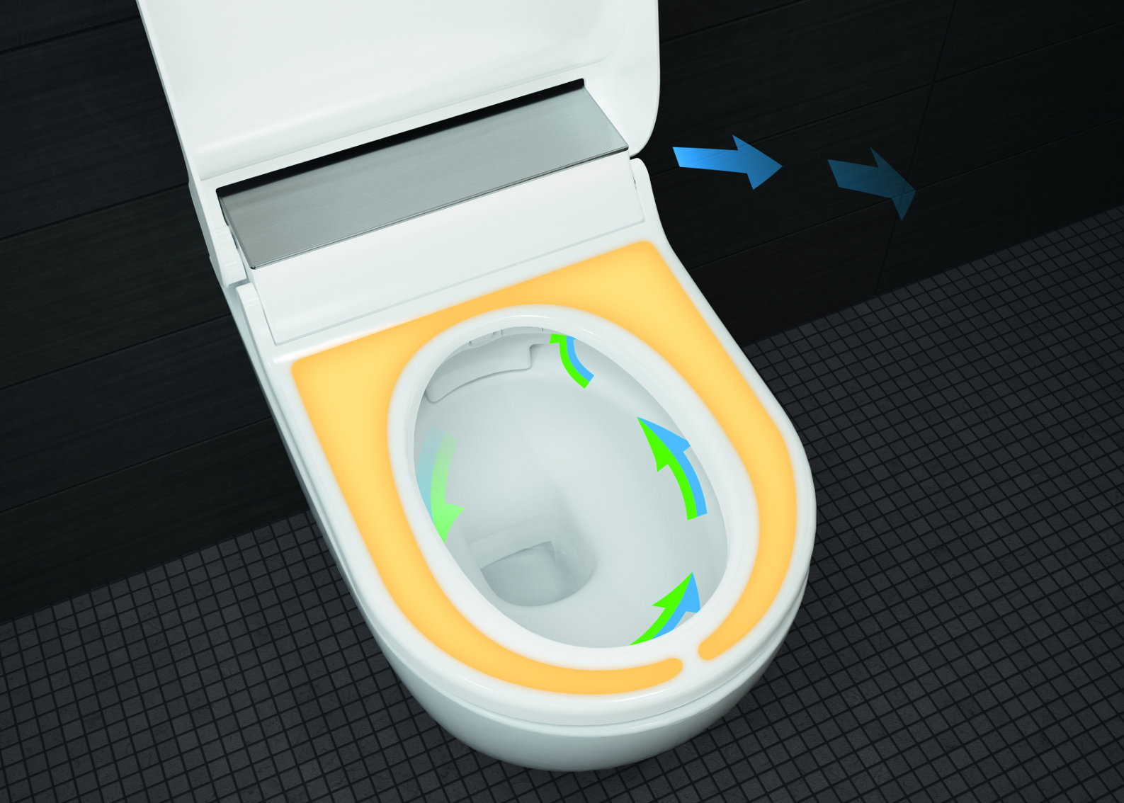 LUKT: Med luktavsug i toalettet slipper du vond lukt på badet. Det er også automatisk oppvarming av toalettsetet.