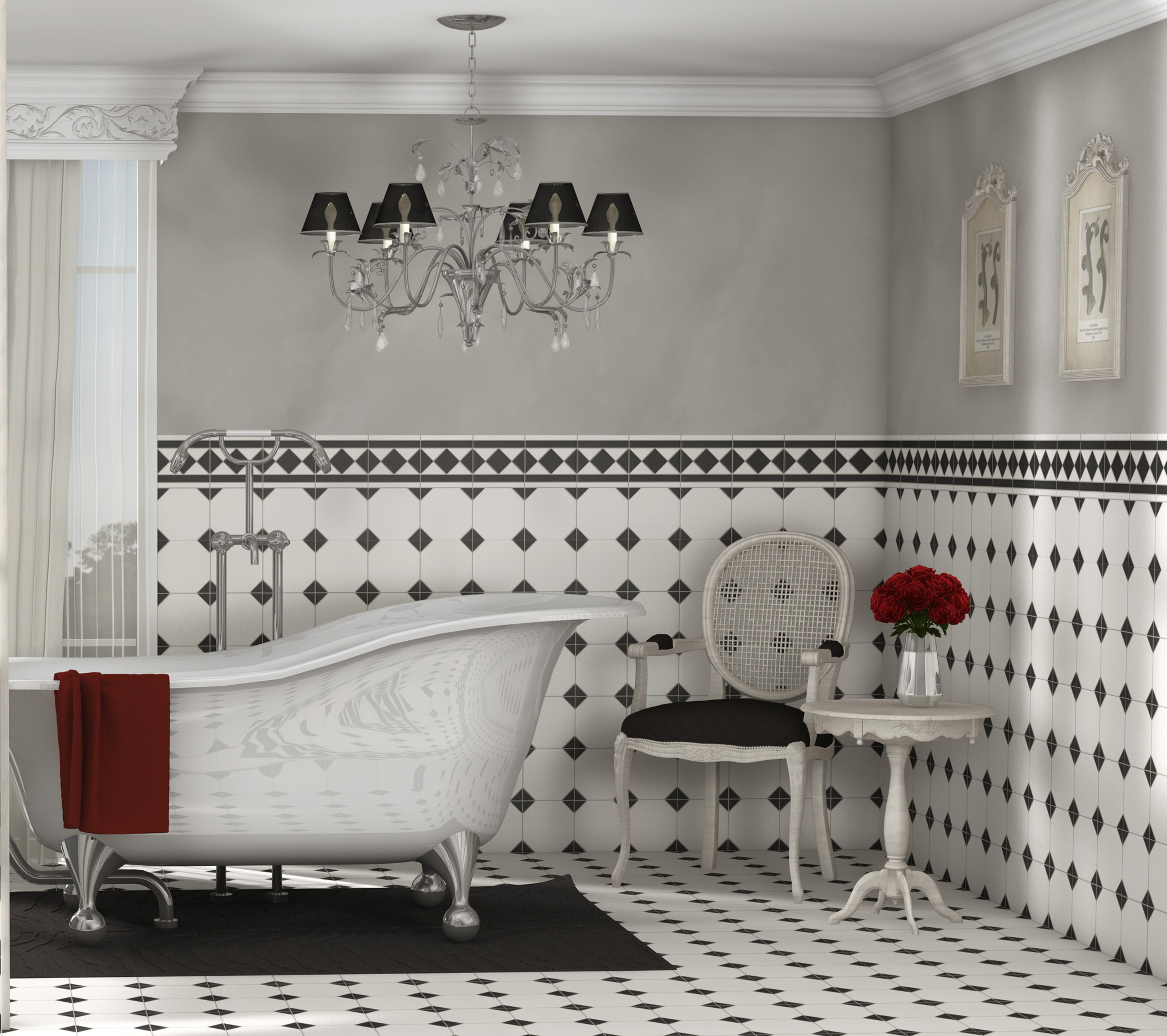 HERSKAPELIG: Her er maling, fliser og listverk fint avstemt i en herskapelig stil. (Foto: Golvabia)