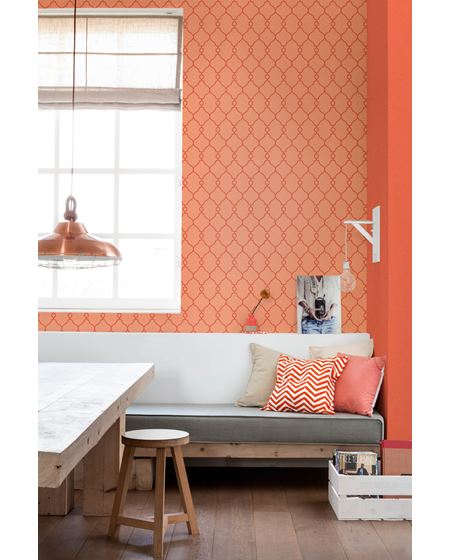 Tapetleverandøren Borge har også flere oransje alternativer - her et eksempel fra kolleksjonen Art of living.