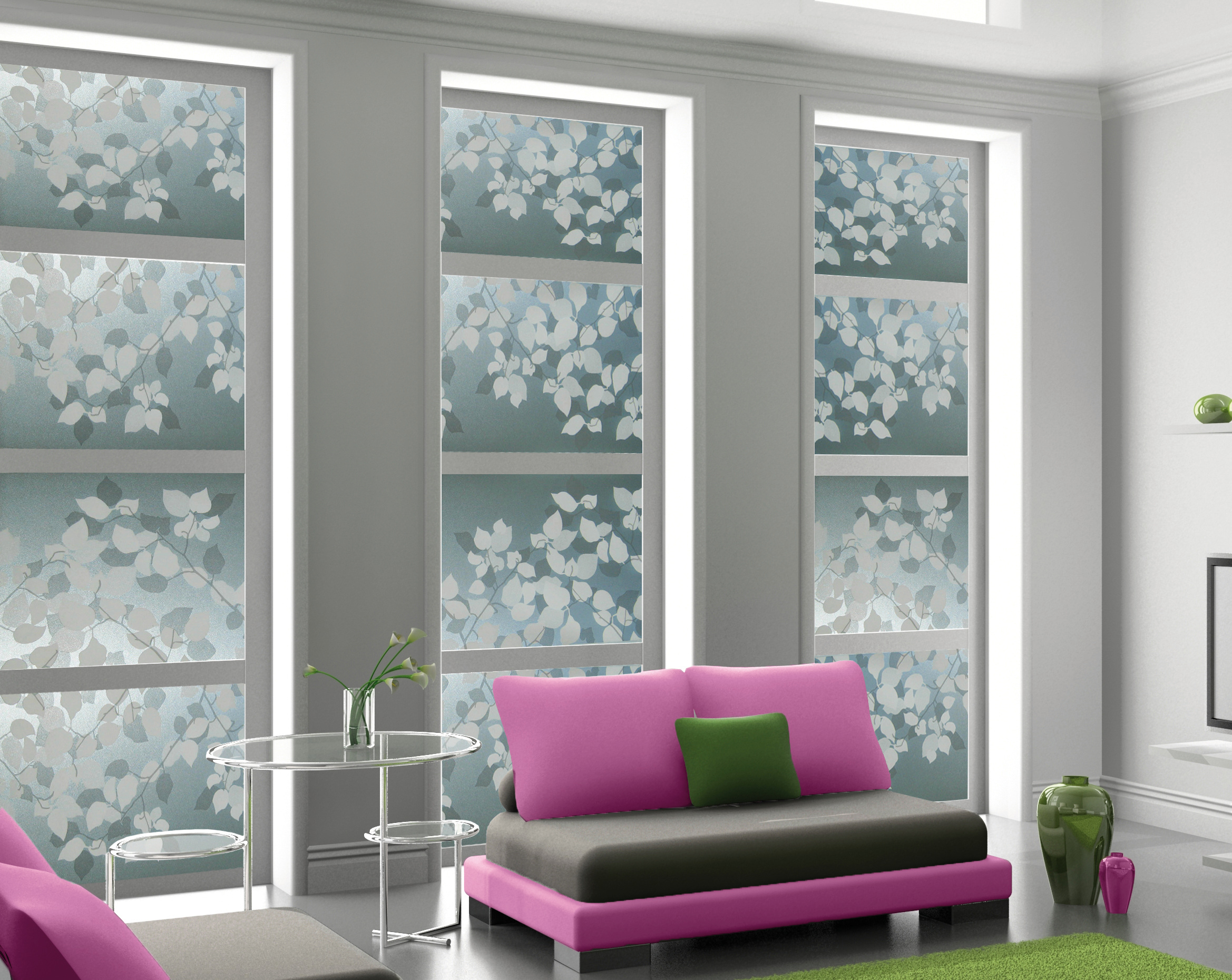 Folie på vinduet skjermer innsyn, men slipper lyset inn. Et godt alternativ til persienner. 