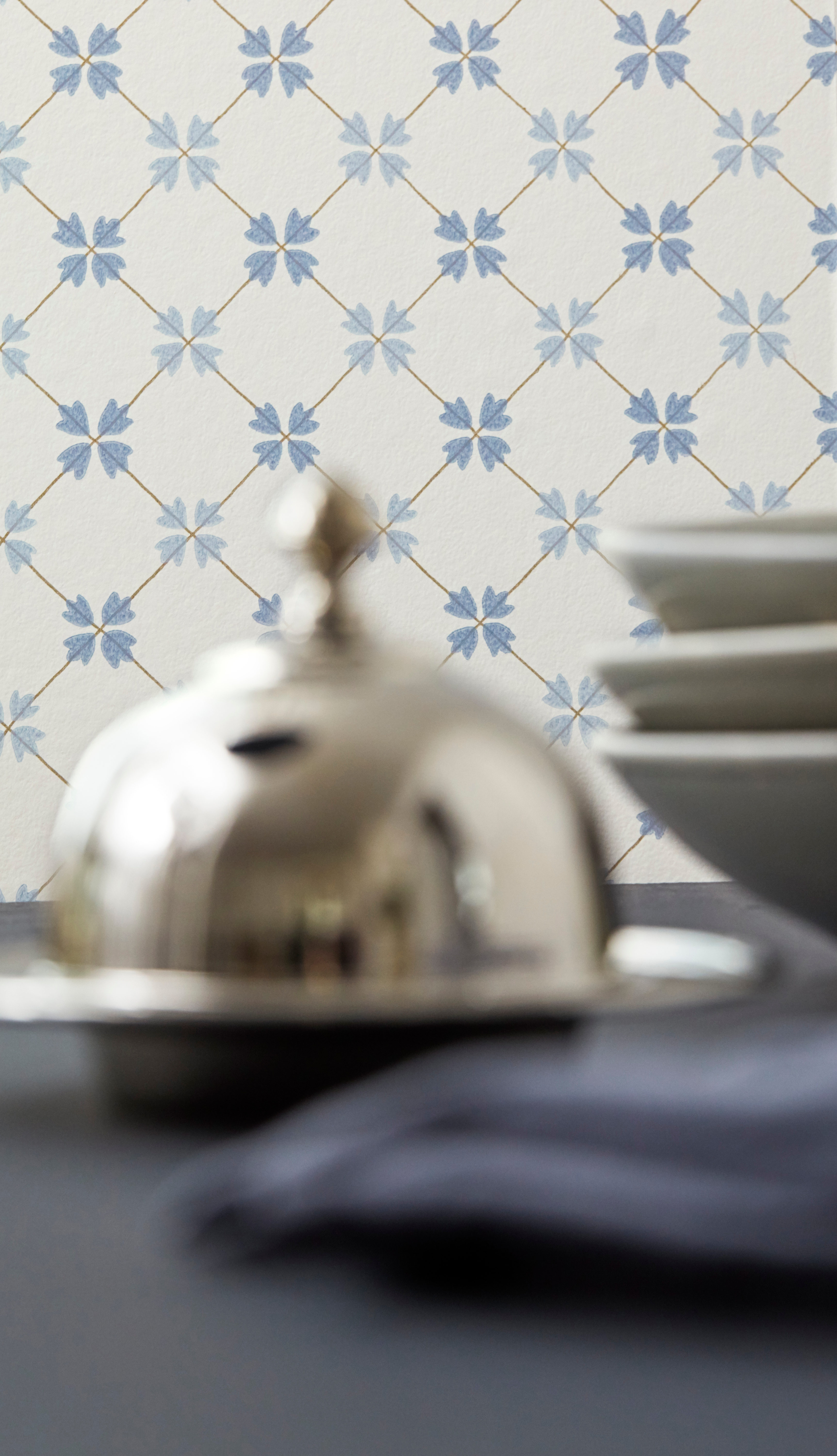 Hvitt og blått tapet