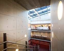 I konserthusets administrasjonsdel - korridorer, kontorer og enkelte fellesrom - har arkitekten valgt linoleum fra Armstrong DLW. 