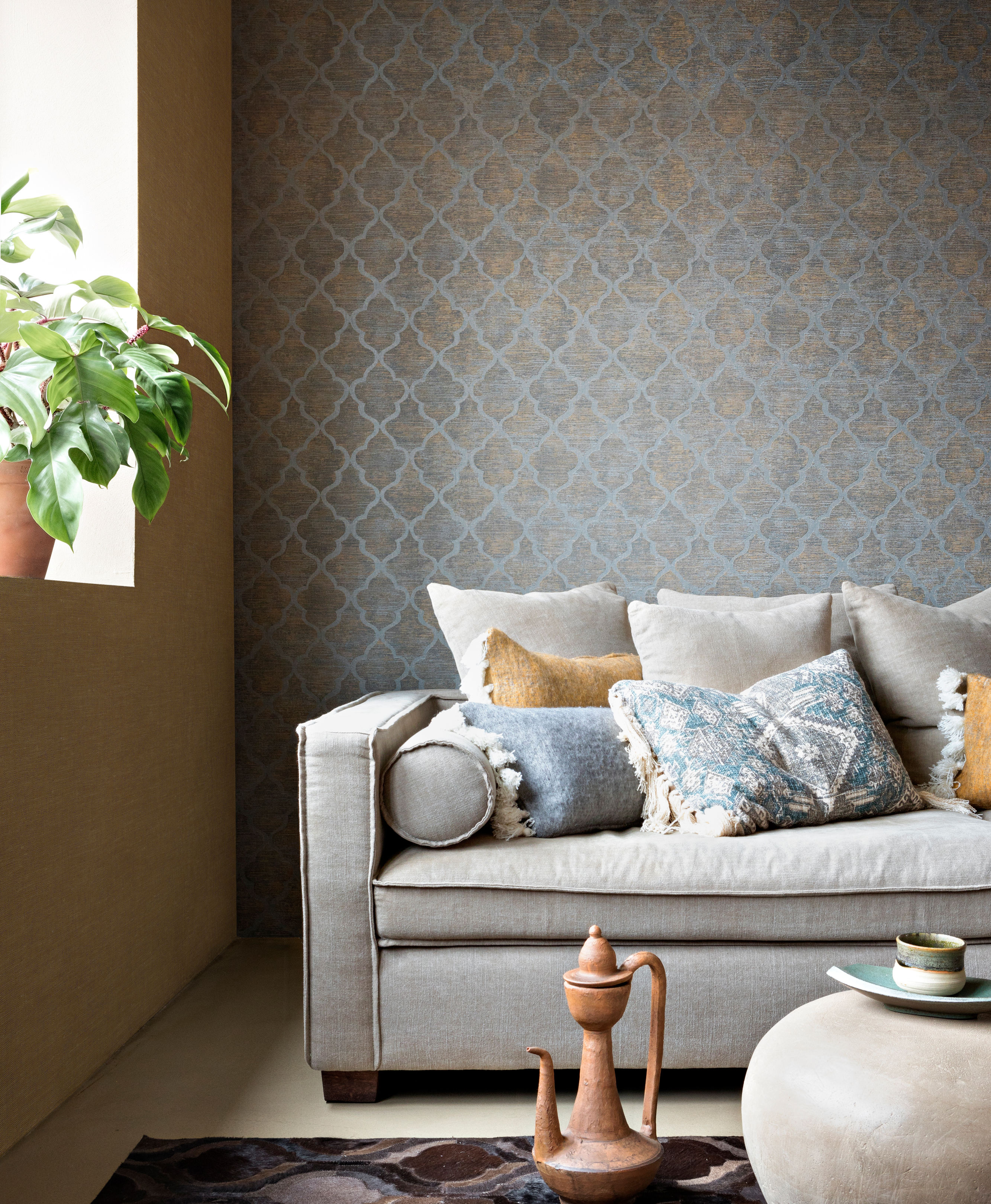 Orientalsk blått og beige