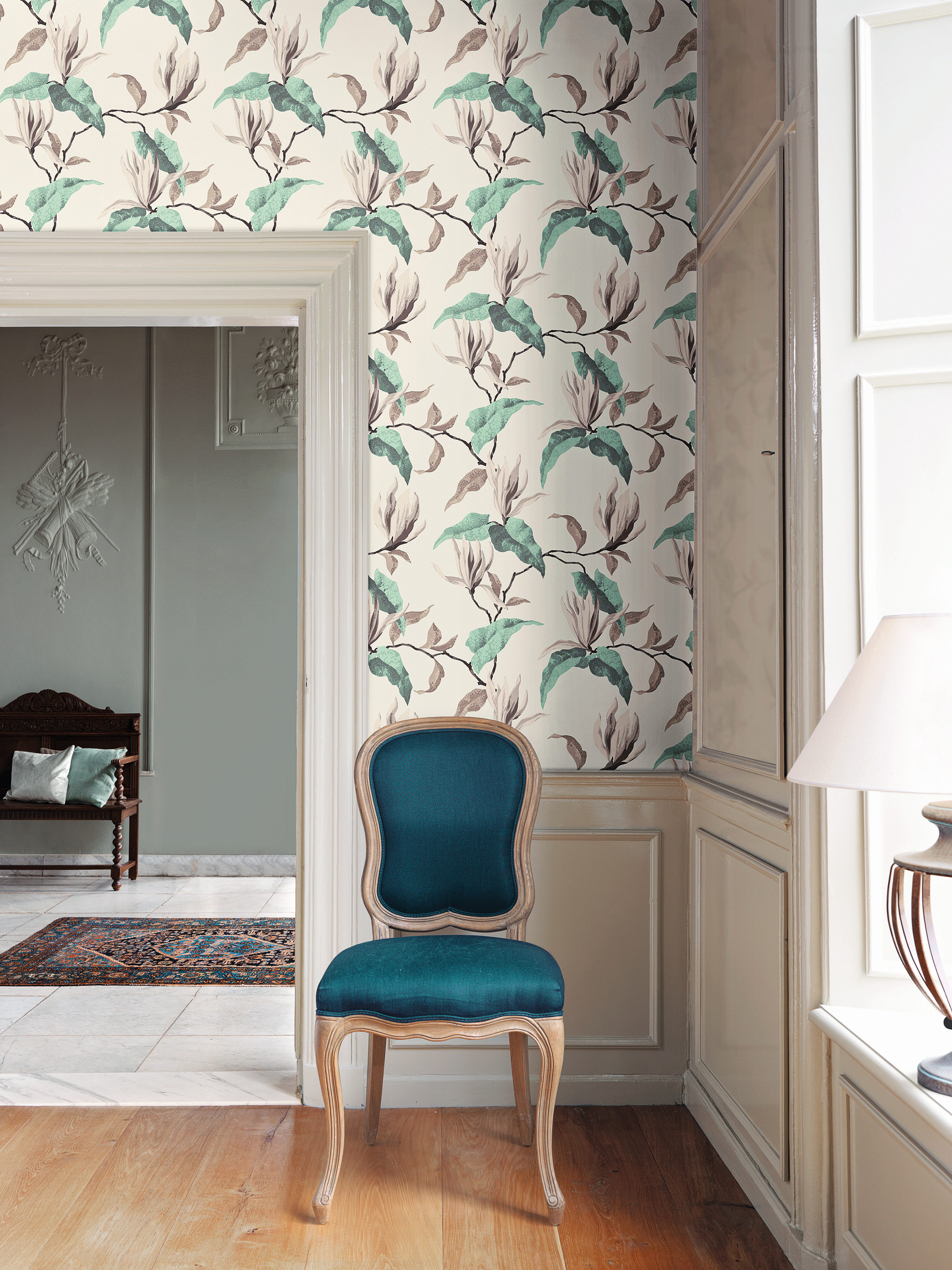 Vakre magnoliablomster, opprinnelig håndmalt av prinsesse Sofie Charlotte von Oldenburg