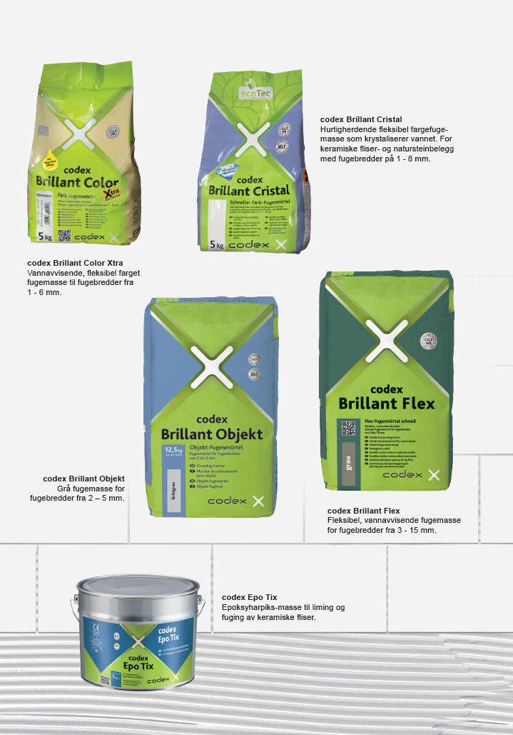 Farget fugemasse fra Codex.