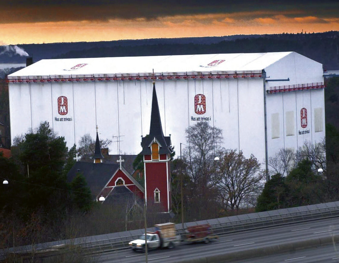 Innendørs bygging i kjempetelt