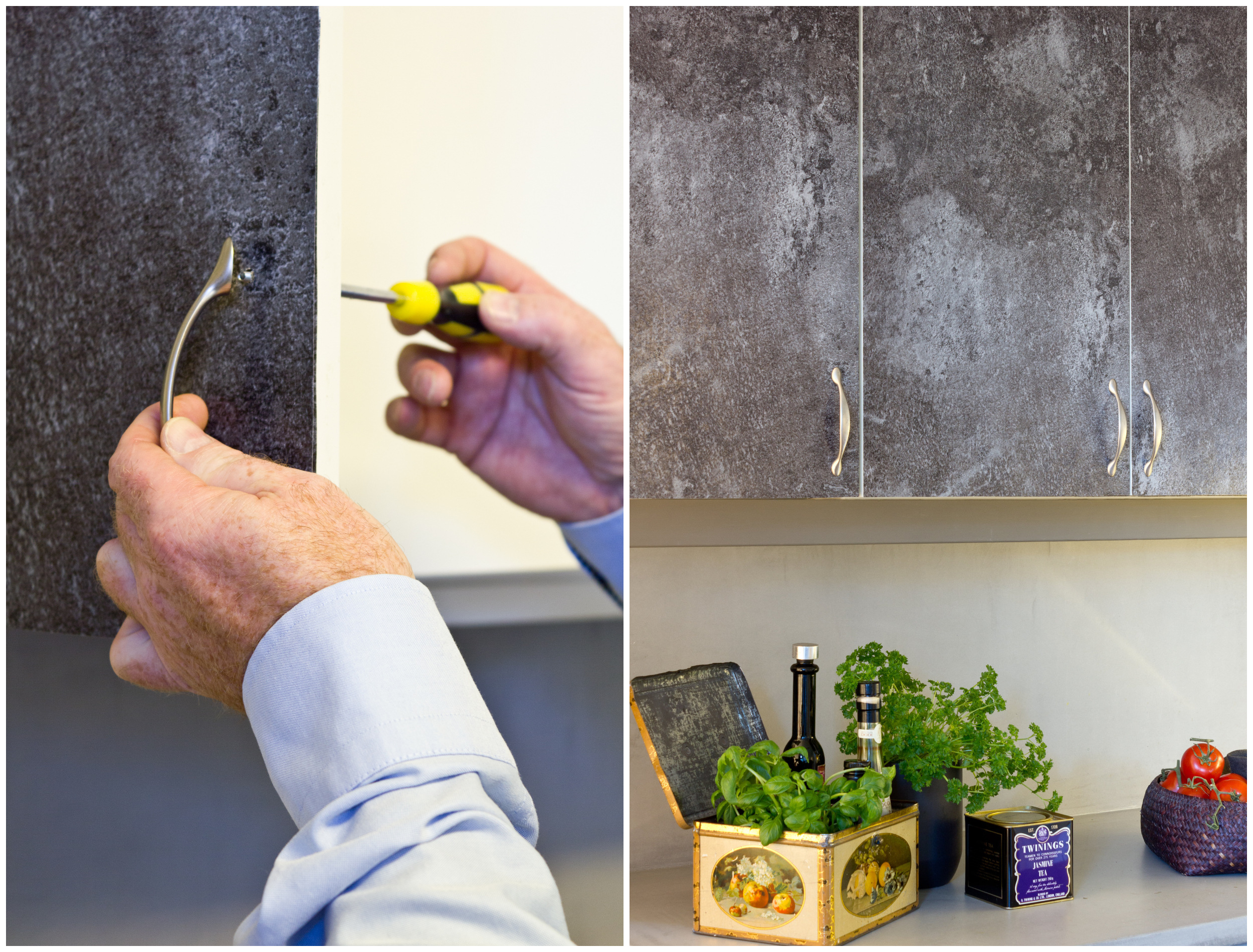 Designfolie på kjøkkenskap