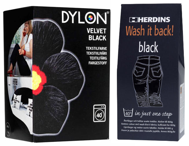 Dylon Tekstilfarge Velvet Black fra Alanor og Herdins' Wash it back! black fra Krefting.