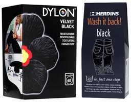 Dylon Tekstilfarge Velvet Black fra Alanor og Herdins' Wash it back! black fra Krefting.