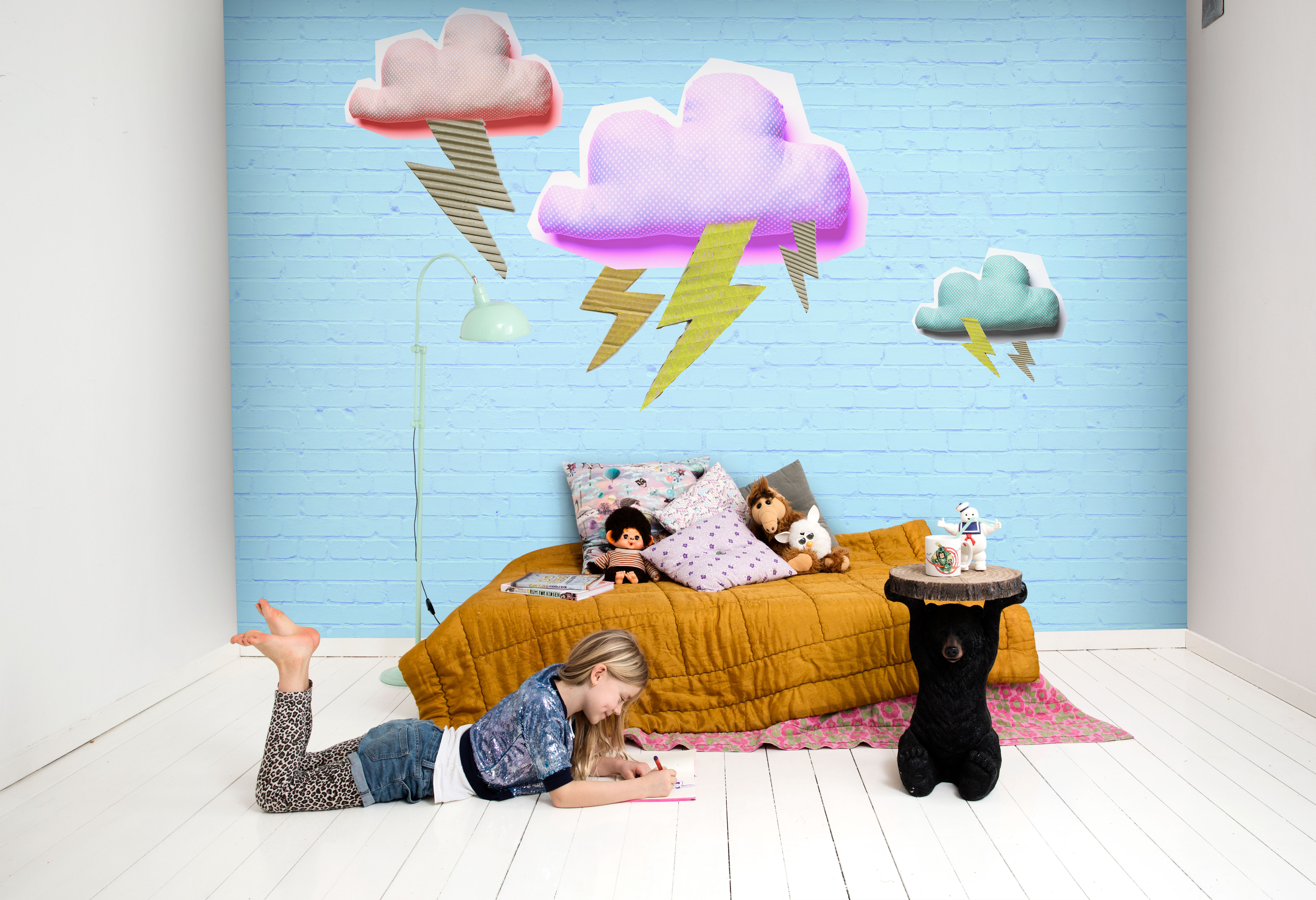 Fondvegg er godt egnet på barnerom.