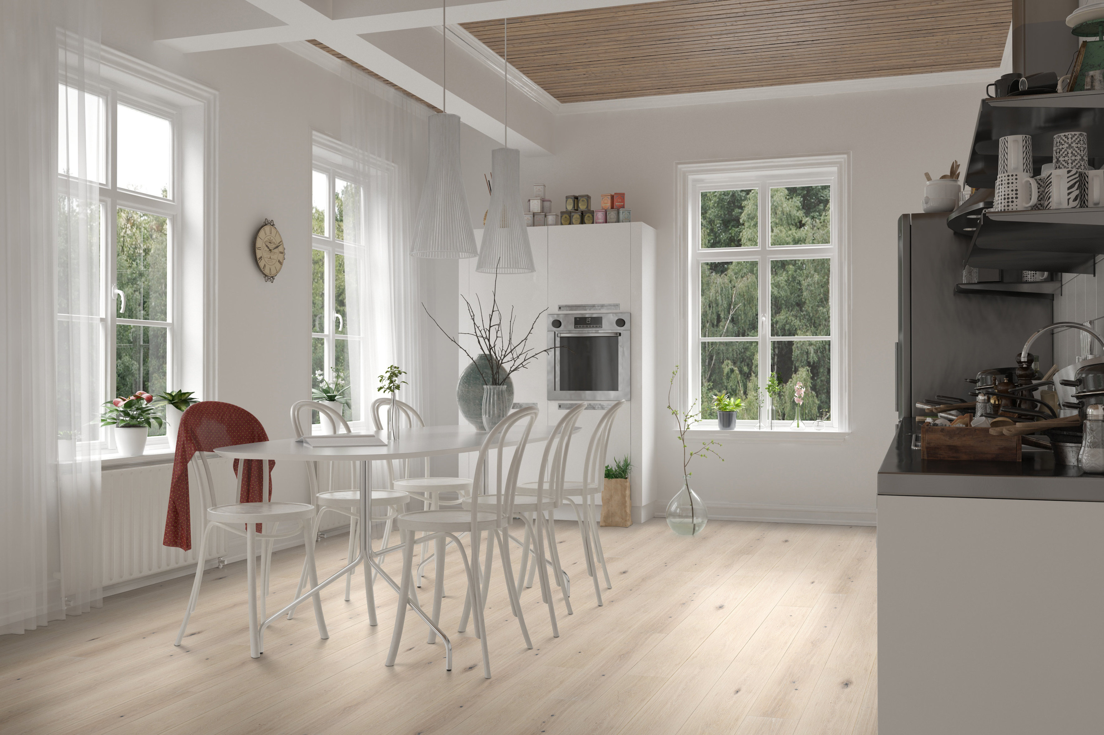 Gulv har blitt en viktig del av interiøret. Mange starter jakten på sitt gulv med å finne farge. Her er det valgt hvit heltre eik fra Södra Wood.