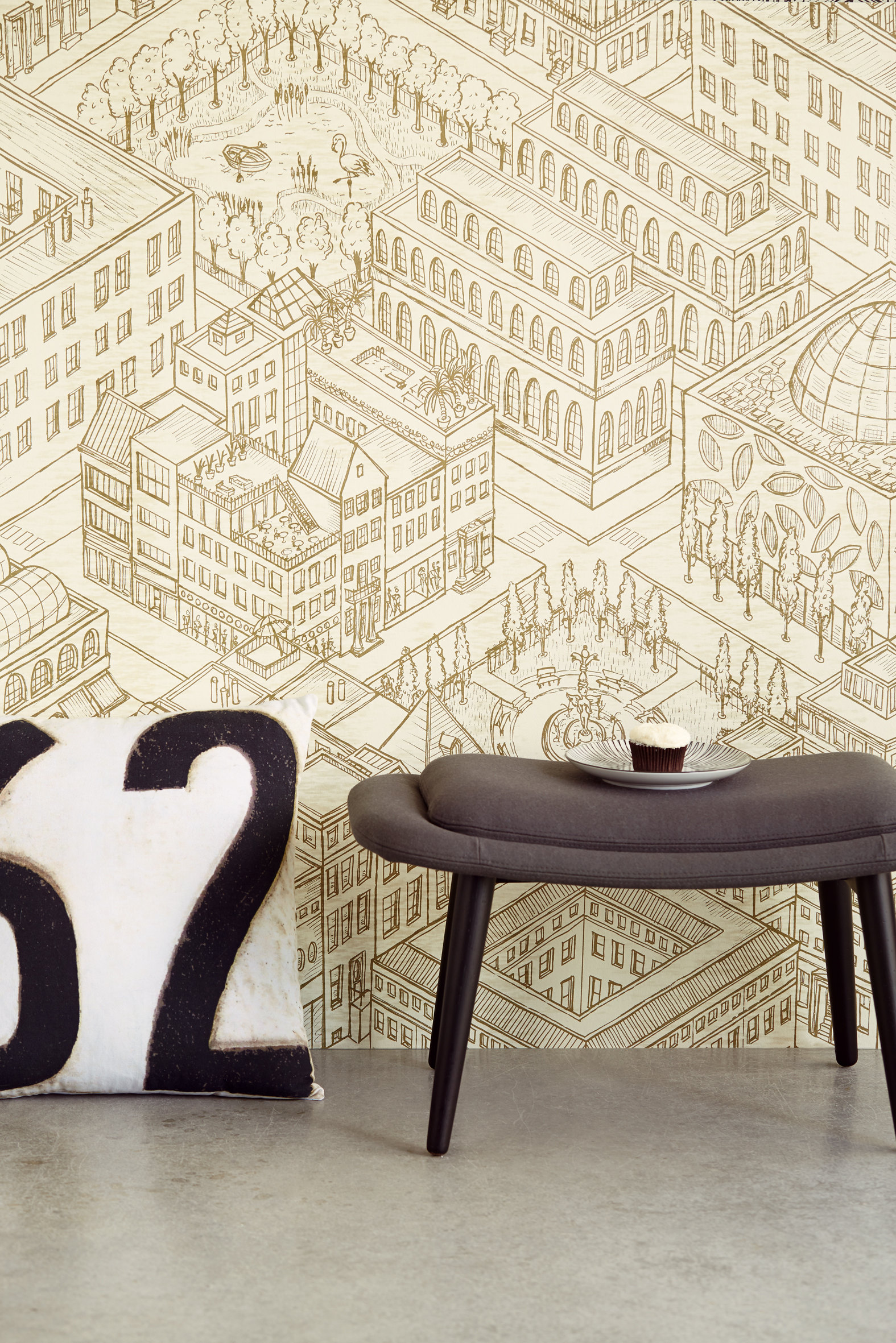 Sett lys i et vindu, gjør et tre grønt og mal en fasade. 