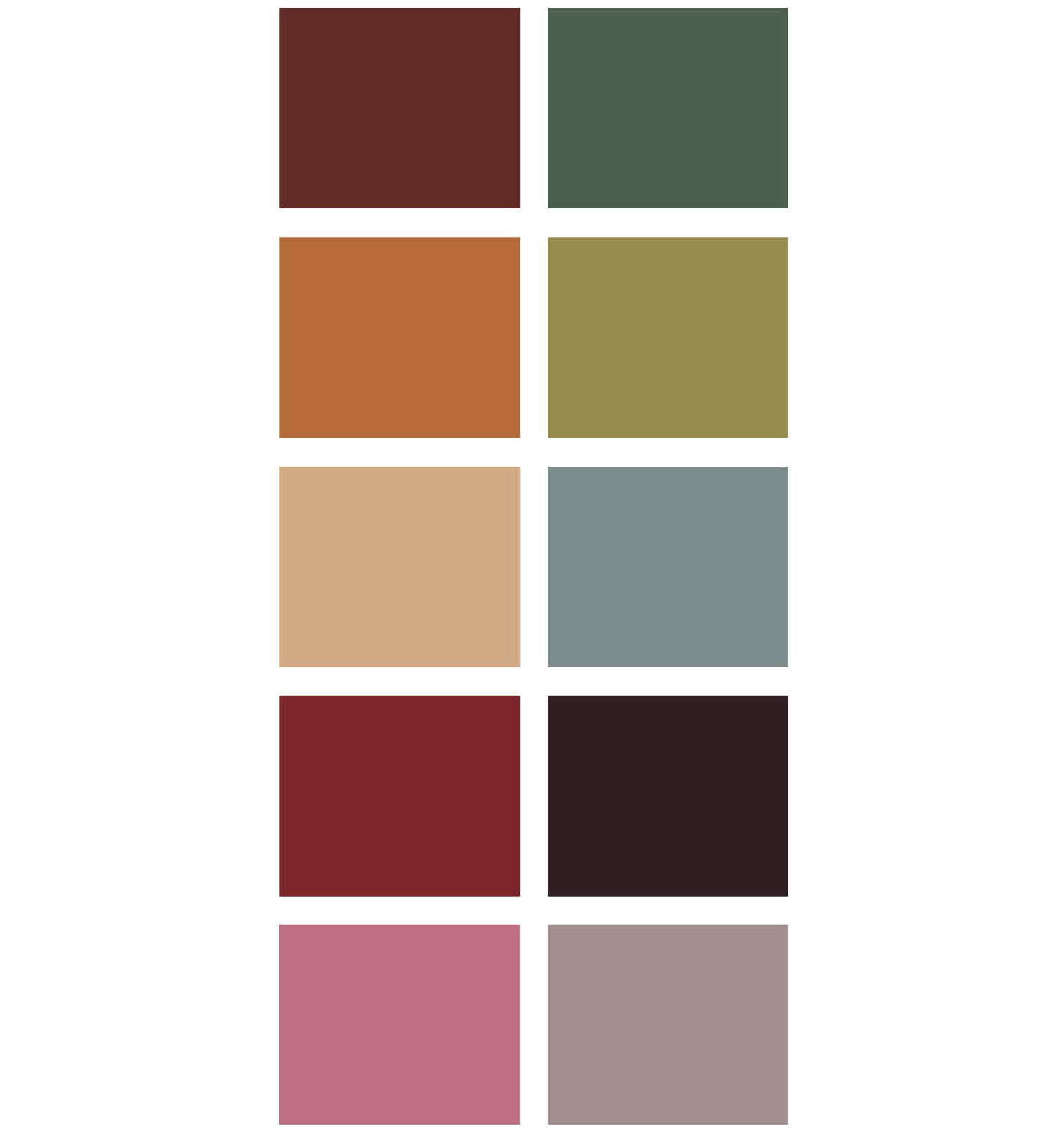 Fargepalett for Metrourban. Aksentfarger til venstre og hovedfarger til høyre.