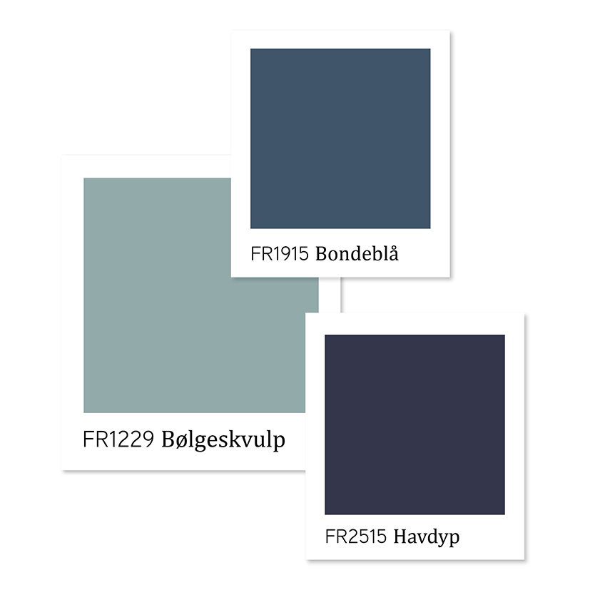 fargene bondeblå, havdyp og bølgeskvulp