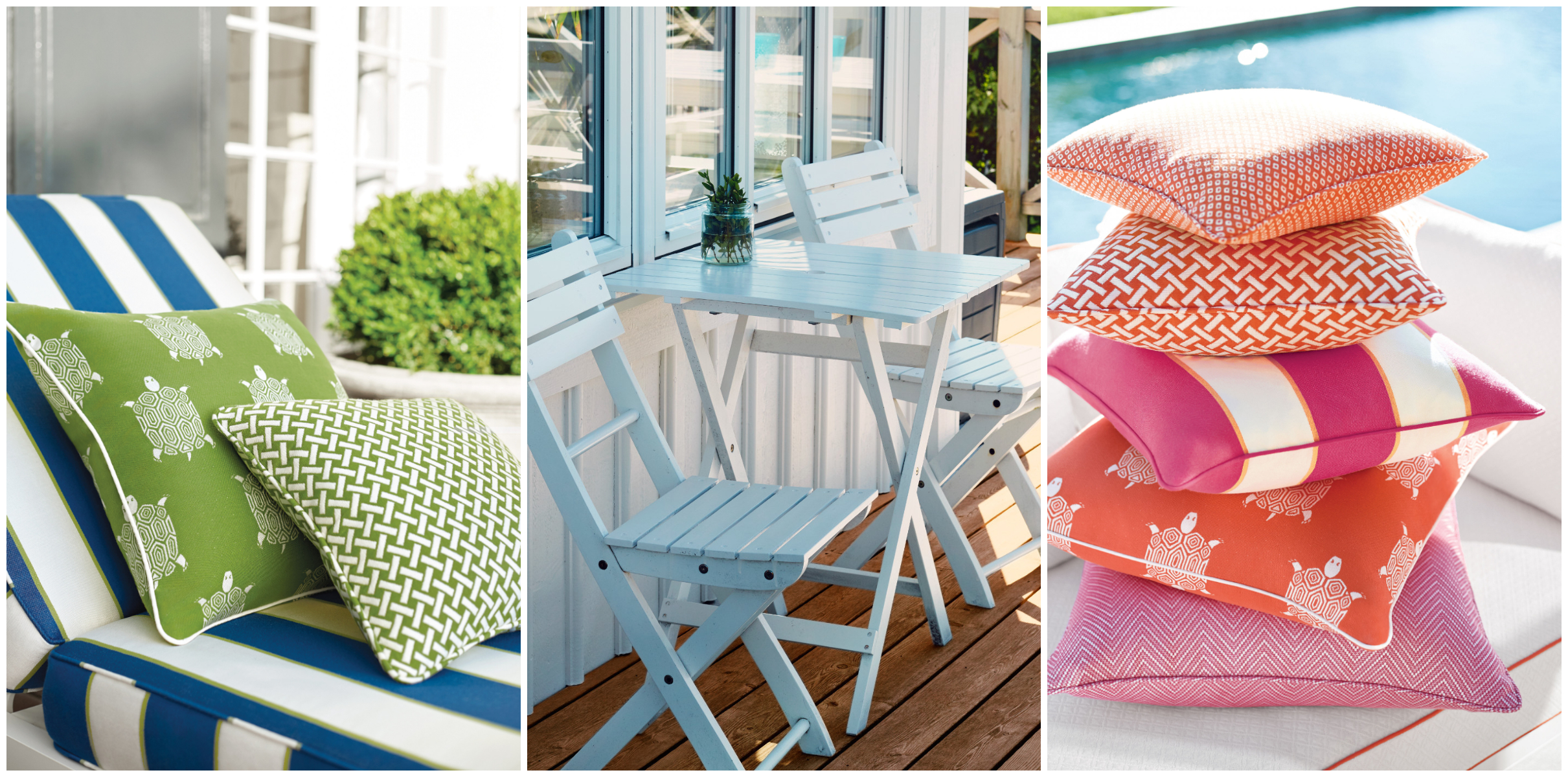 Hvite hagemøbler og tekstiler