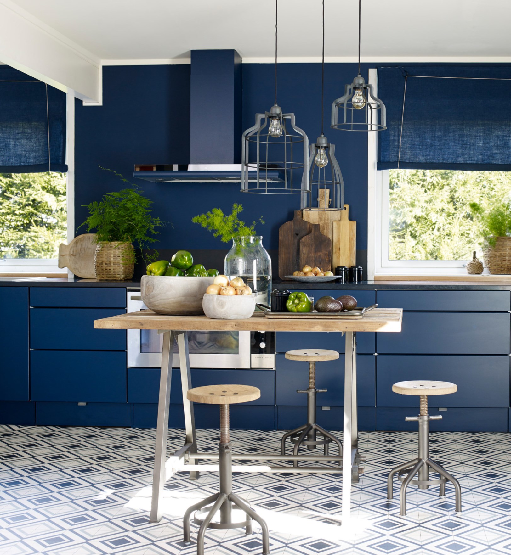 Blått kjøkken
