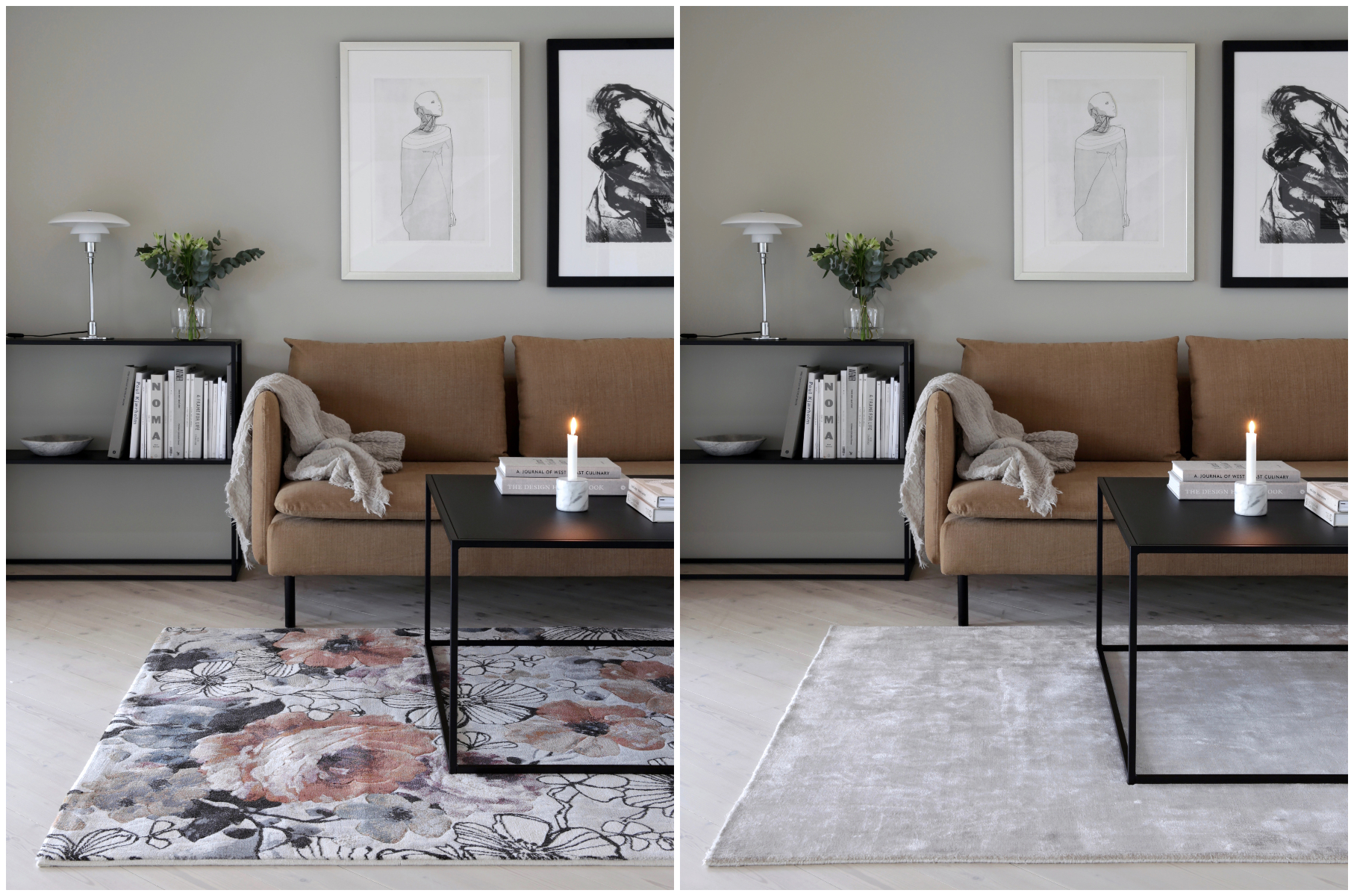 Mønstret eller ensfarget teppe