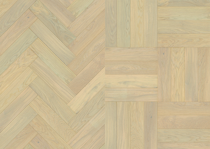 kombinert fiskebens- og firkantmønster