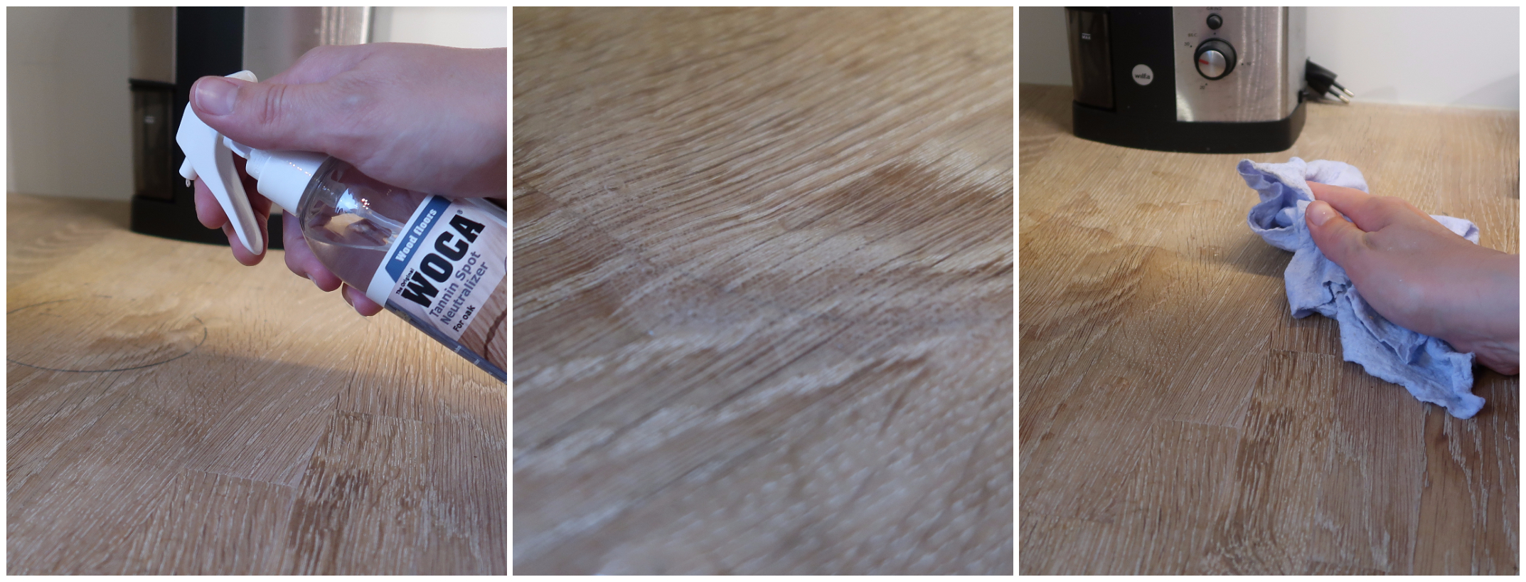 Fjerne sorte ringer fra kjøkkenbenk