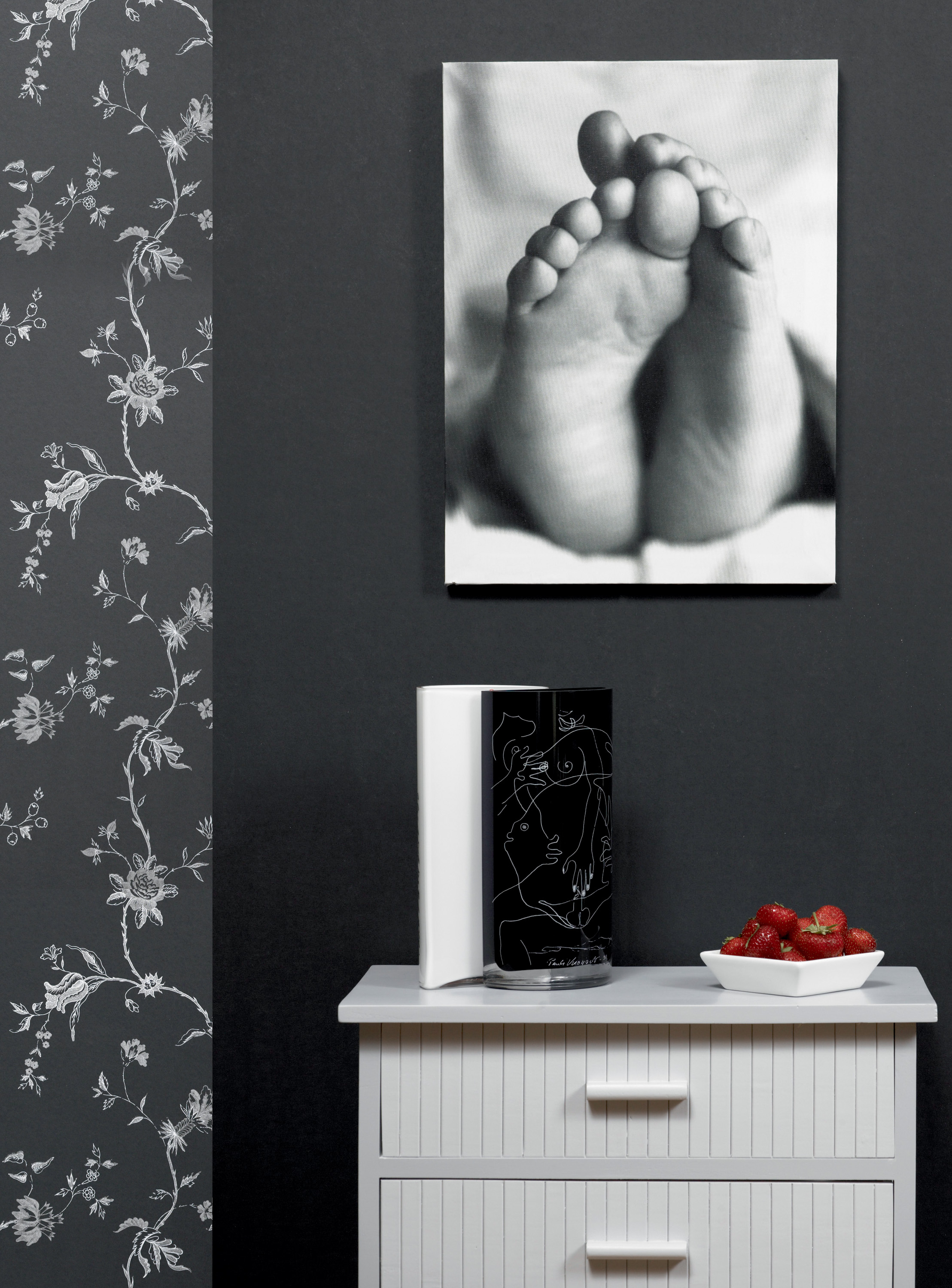 Ensfarget og mønstret på samme rull