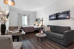 <b>HJEMMEKOSELIG: </b>Fredensborg Apartment ønsket leiligheter med hjemmekoselig, behagelig og varm atmosfære, samt litt «landlig» stil siden eiendommen befinner seg på Gardermoen.