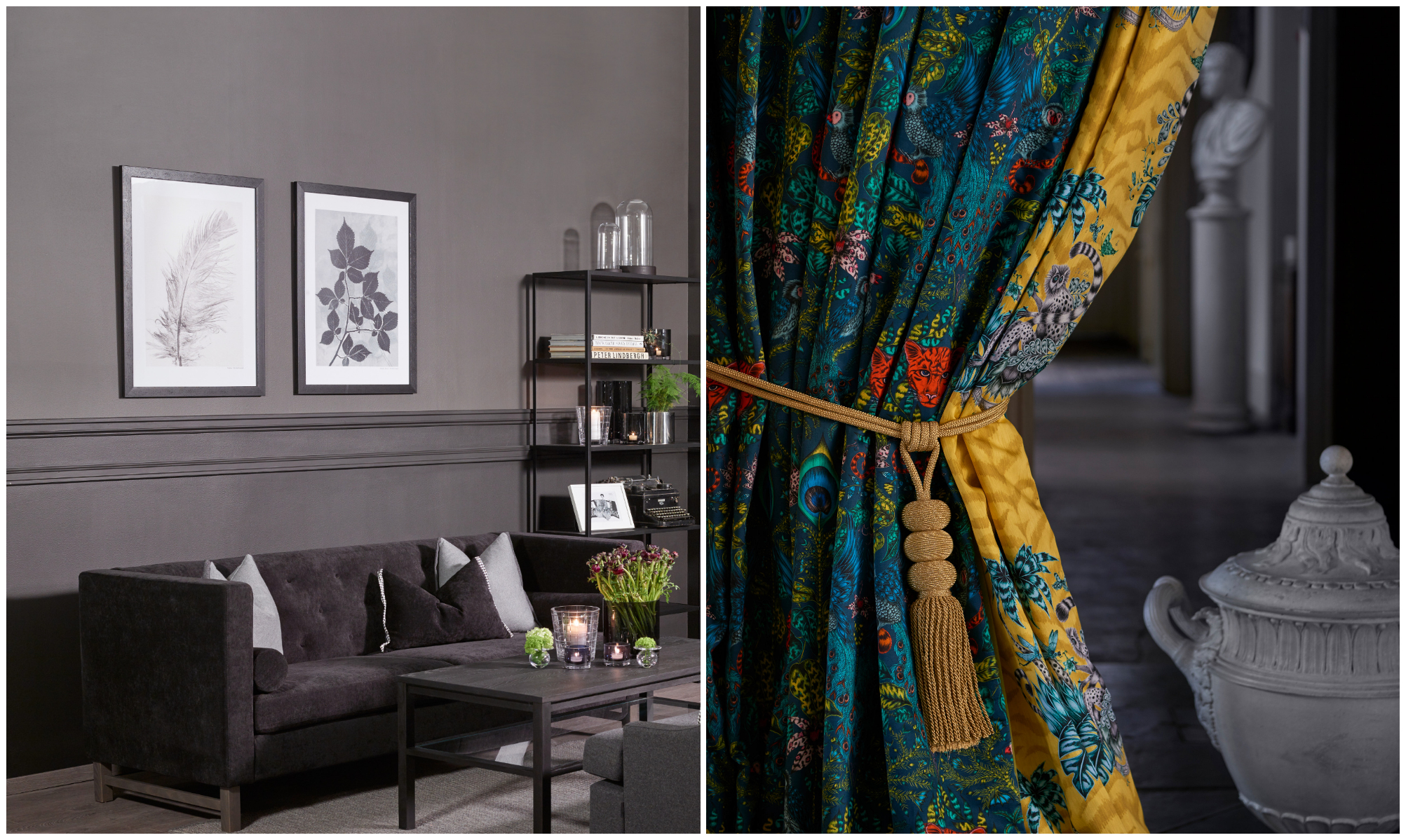 Mørke farger og gardiner
