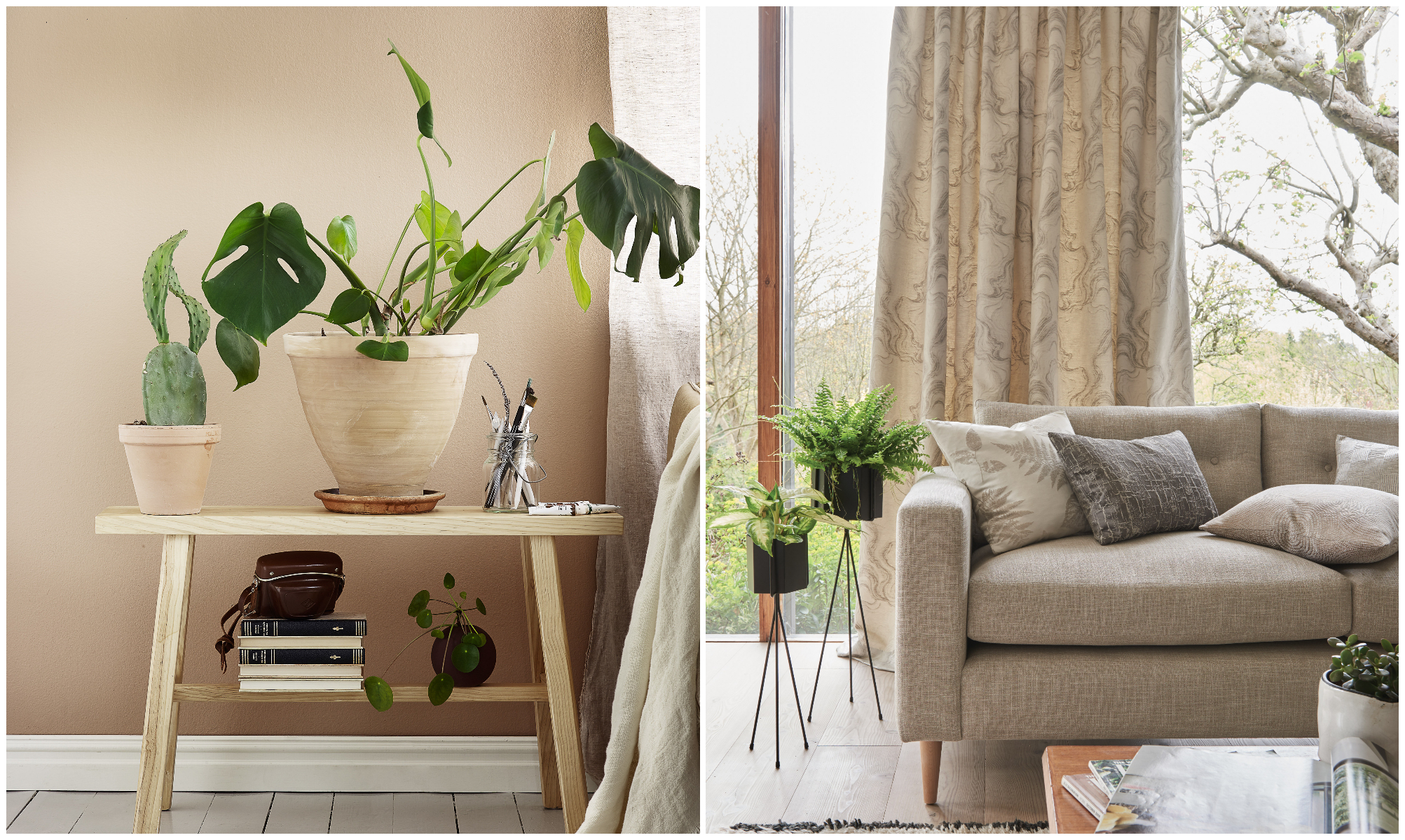 Gul veggfarge og gardiner