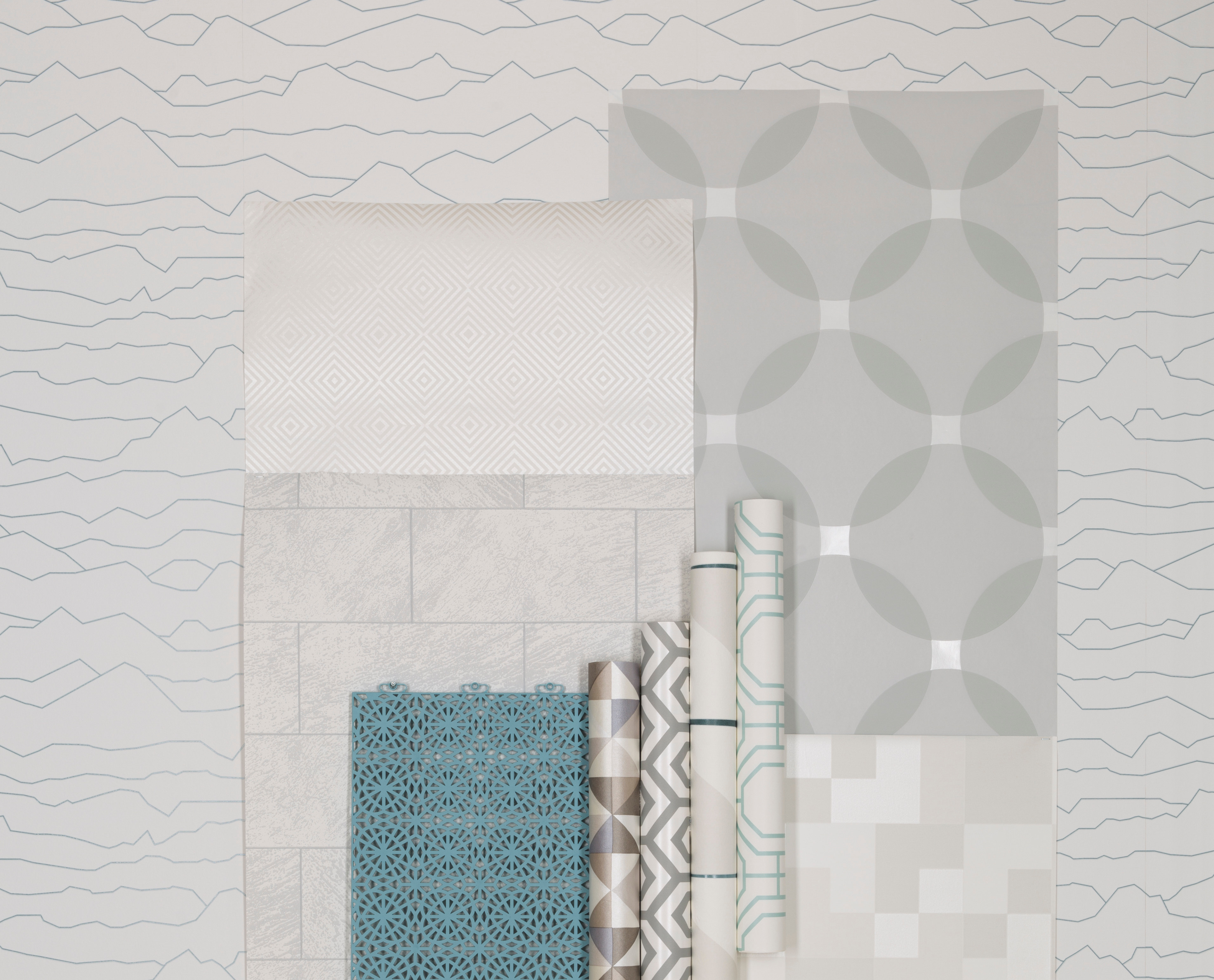 Eksempler på geometriske mønster i de samme fargetonene.