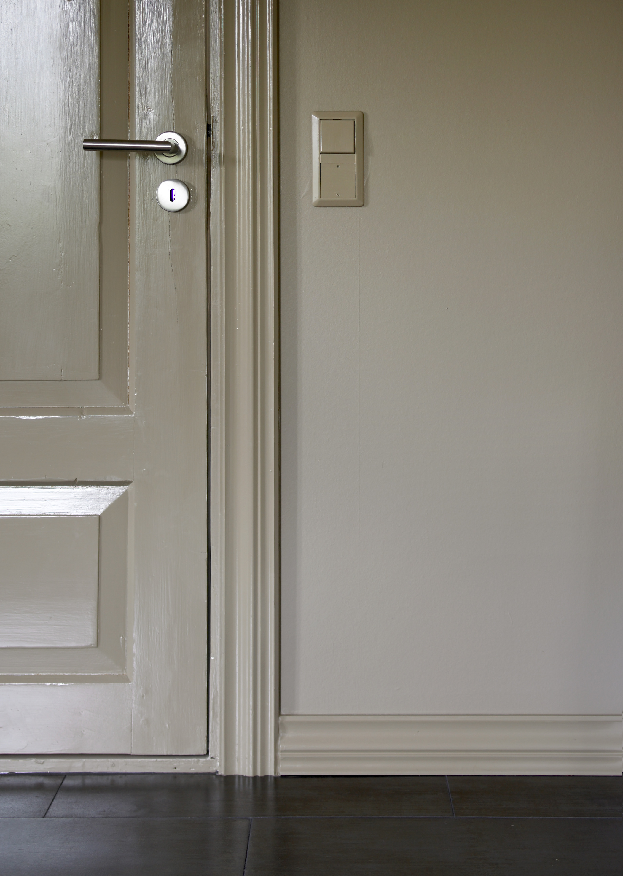 GLANS: Tenk p&aring; hvilken glansgrad du &oslash;nsker. Til en matt veggmaling kan det v&aelig;re fint med en blankere d&oslash;r, for variasjonens og balansens skyld. (Foto: Frode Larsen/ifi.no)