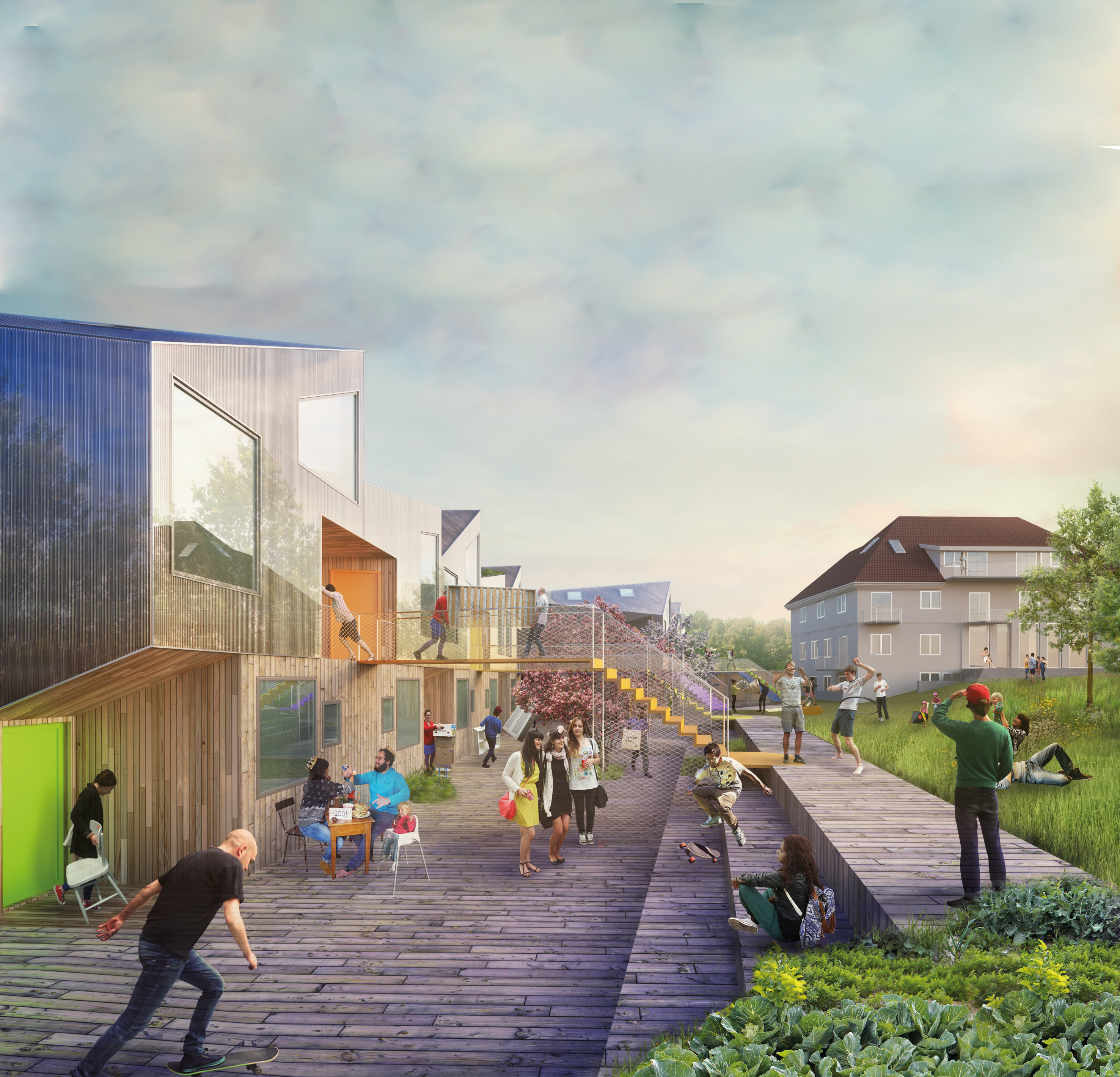 I Ulsholtveien 31 på Furuset bygger Stiftelsen Betanien Oslo 36 utleieboliger. Det er Haugen/Zohar Arkitekter som har tegnet boligene. Boligene bygges i massivtre. Illustrasjon: Haugen/Zohar Arkitekter