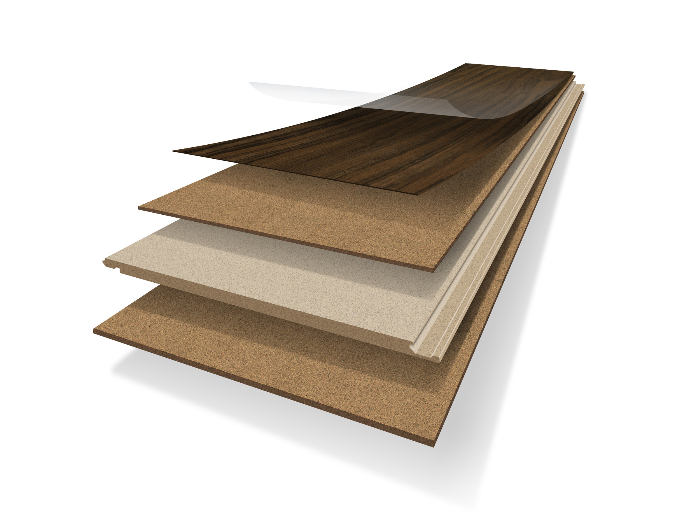 Oppbyggingen av korklaminat.