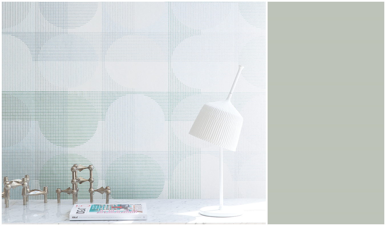 Geometrisk, retro grønt tapet