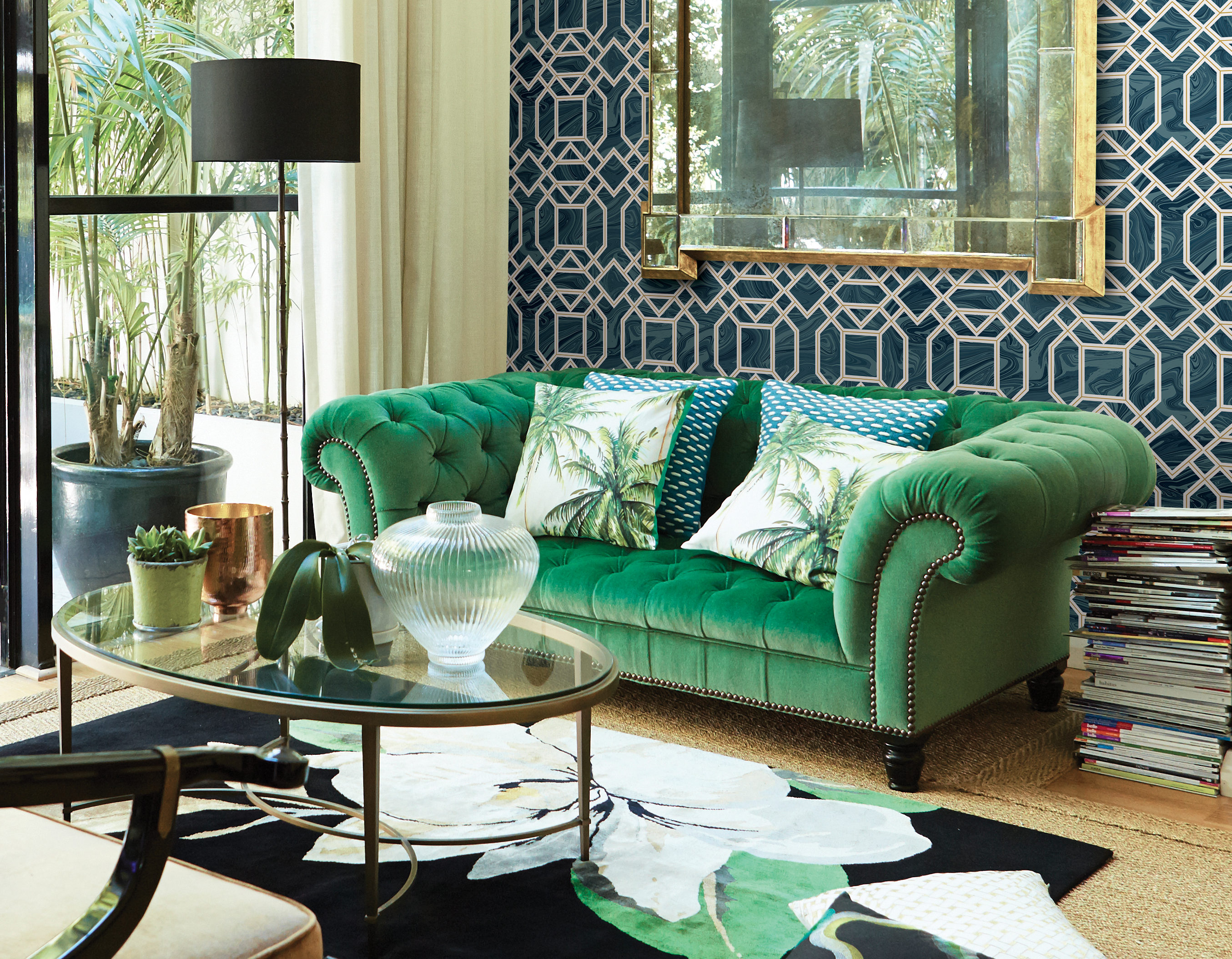 Sterk grønnfarge i stua