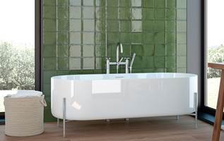 <b>OLIVEN:</b> Ta med fargene også inn på badet. Litt grønt i alle rom gjør deg godt! Fliser fra kolleksjonen 