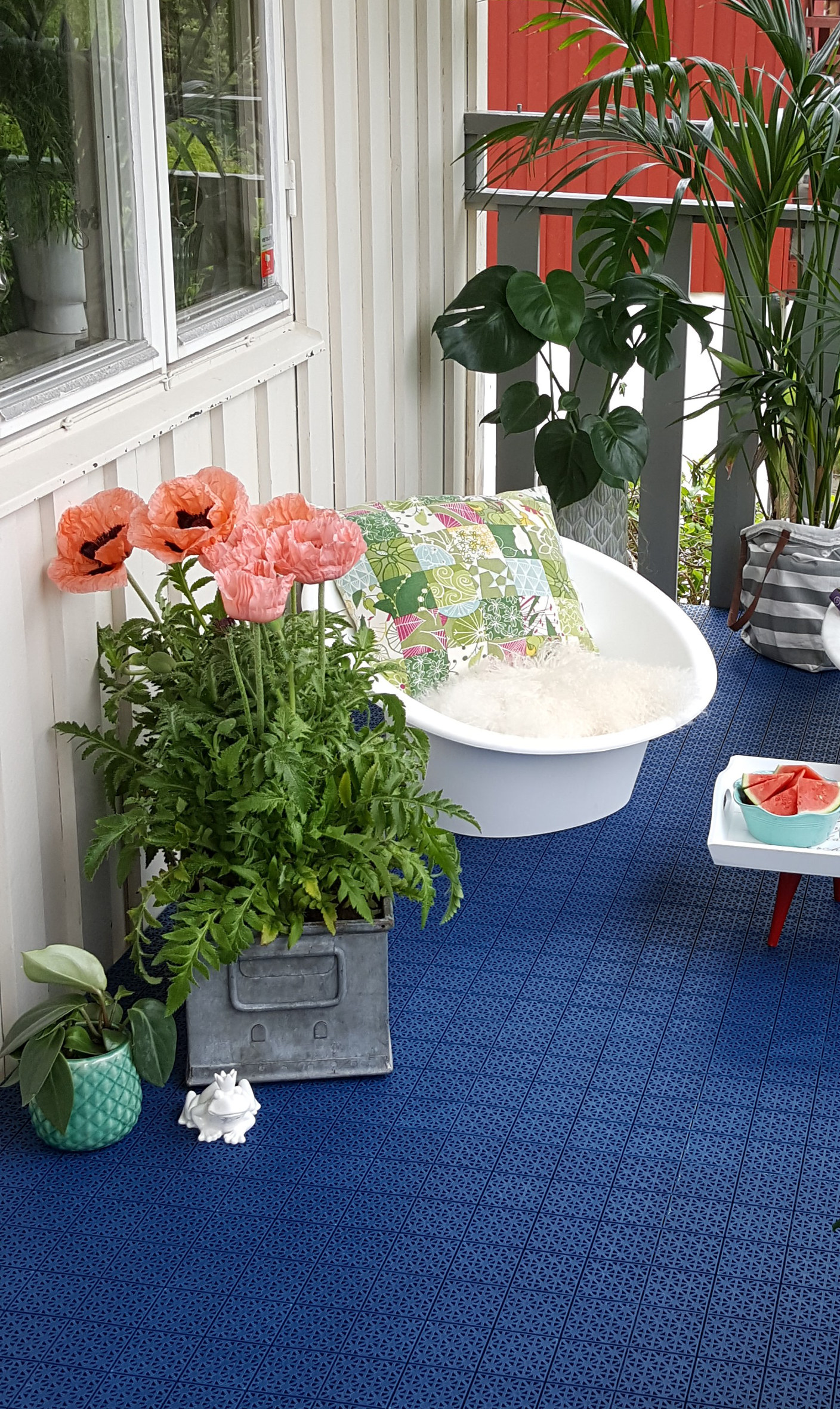 Blått gulv til terrassen