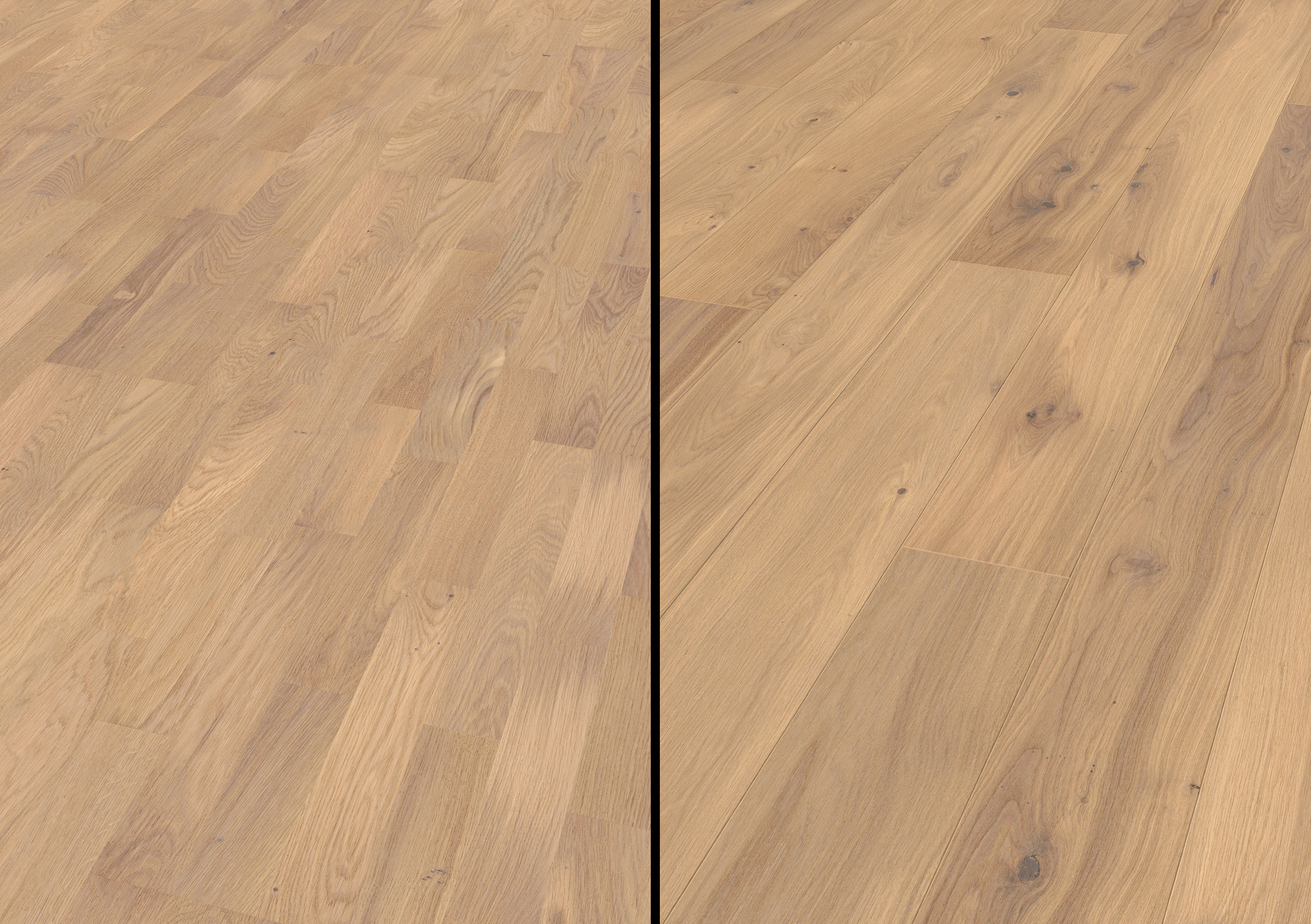 HARMONI: &ndash; Vi har parkett i b&aring;de 1-stavs- og 3-stavsm&oslash;nster med samme innfarging. Da kan du ha et mer eksklusivt gulv til stuen, og legge et noe rimeligere i soverommet, og fortsatt f&aring; harmoniske gulv, sier Lise Engebretsen hos SAGA Parkett.