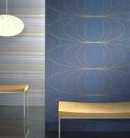 Striper og ovale mønstre fra belgiske Omexco og Interiøragenturer Jan F. Sveen i tapetkolleksjonen Helium.
