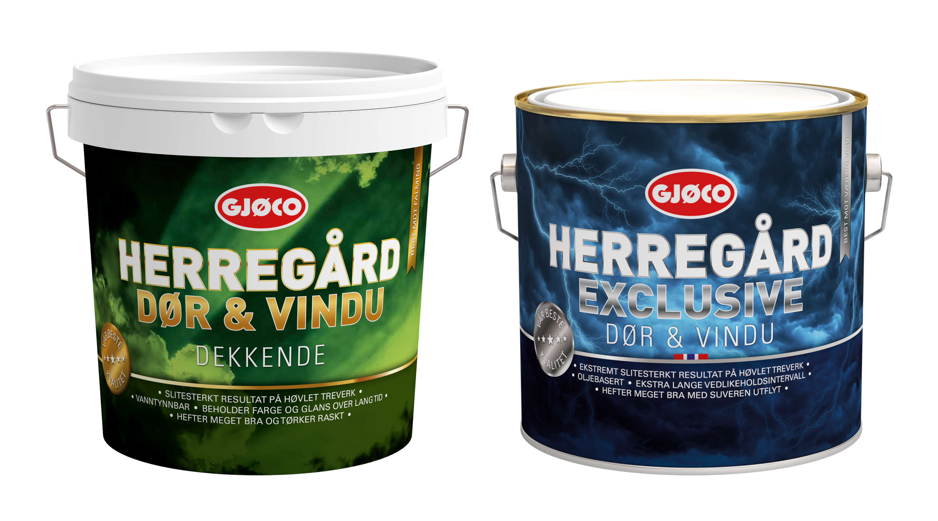 grønn og blå malingspann med dør- og vindusmaling