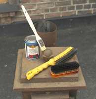 DETTE TRENGER DU: Liberon grafittkrem, avkappet pensel, stålbørste og myk børste/lofri klut.