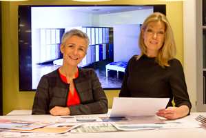 Trine Hoem fra Kinnarps og interiørarkitekt Adele Kløve har lagd et fargerikt kontormiljø.