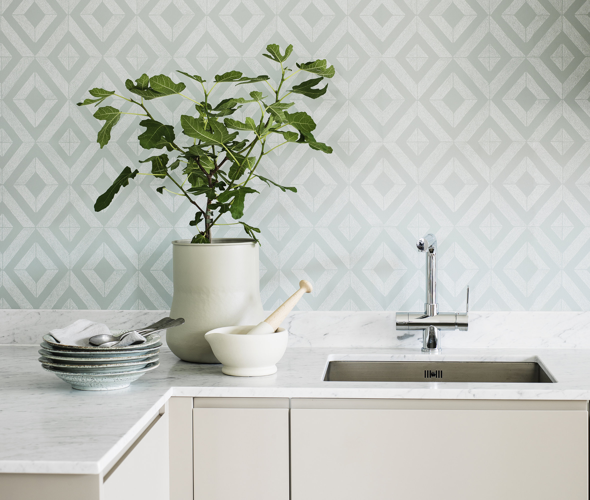 Tapet på kjøkkenet